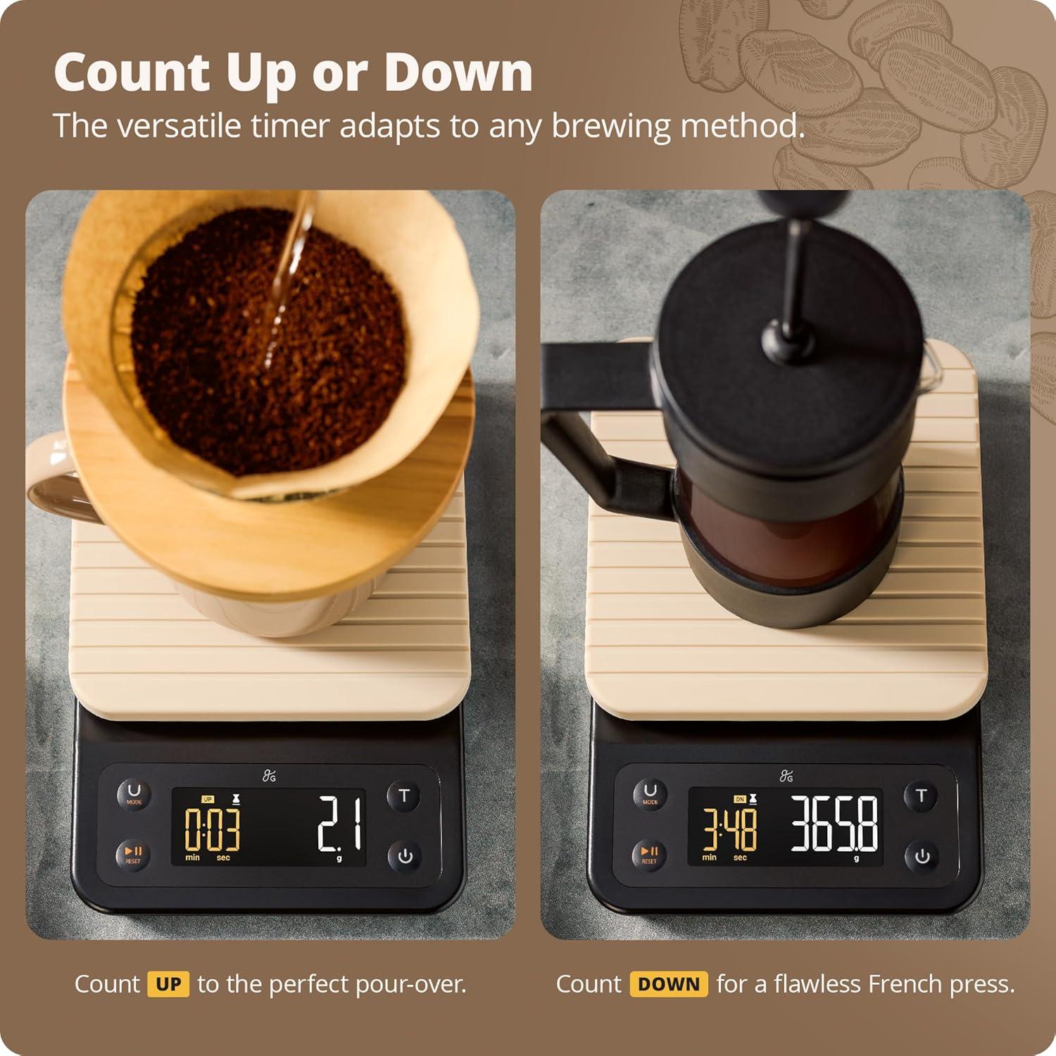 image:imageGreater Goods Coffee Scale with Timer 01g Precision Digital Coffee amp Espresso Scale for PourOver Coffee Bean Weighing Barista Brewing Waterproof Cover 3kg Capacity Onyx BlackBirch