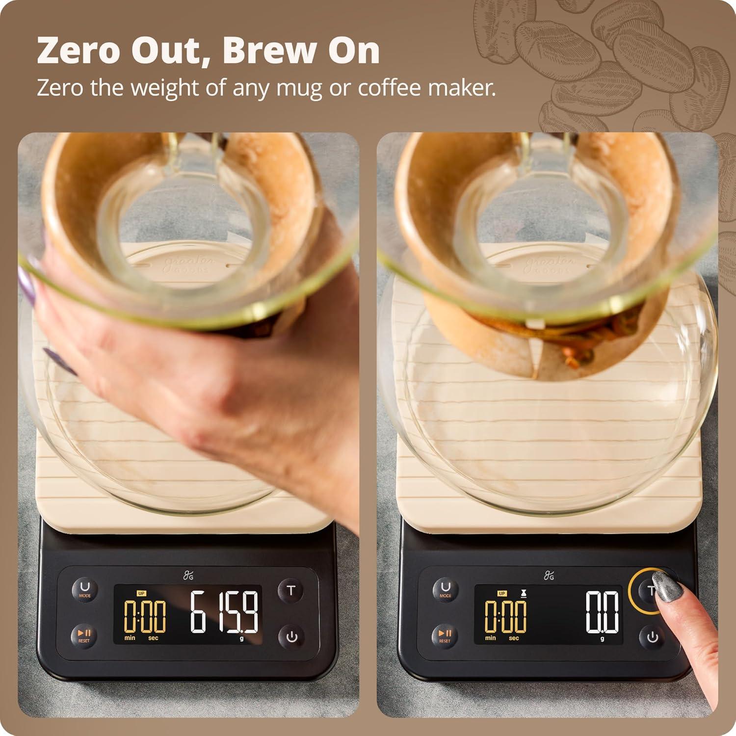 image:imageGreater Goods Coffee Scale with Timer 01g Precision Digital Coffee amp Espresso Scale for PourOver Coffee Bean Weighing Barista Brewing Waterproof Cover 3kg Capacity Onyx BlackBirch