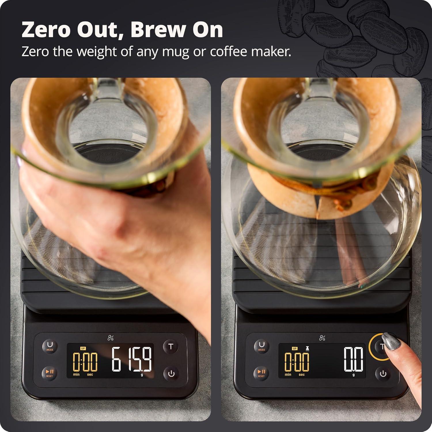 image:imageGreater Goods Coffee Scale with Timer 01g Precision Digital Coffee amp Espresso Scale for PourOver Coffee Bean Weighing Barista Brewing Waterproof Cover 3kg Capacity Onyx BlackOnyx Black