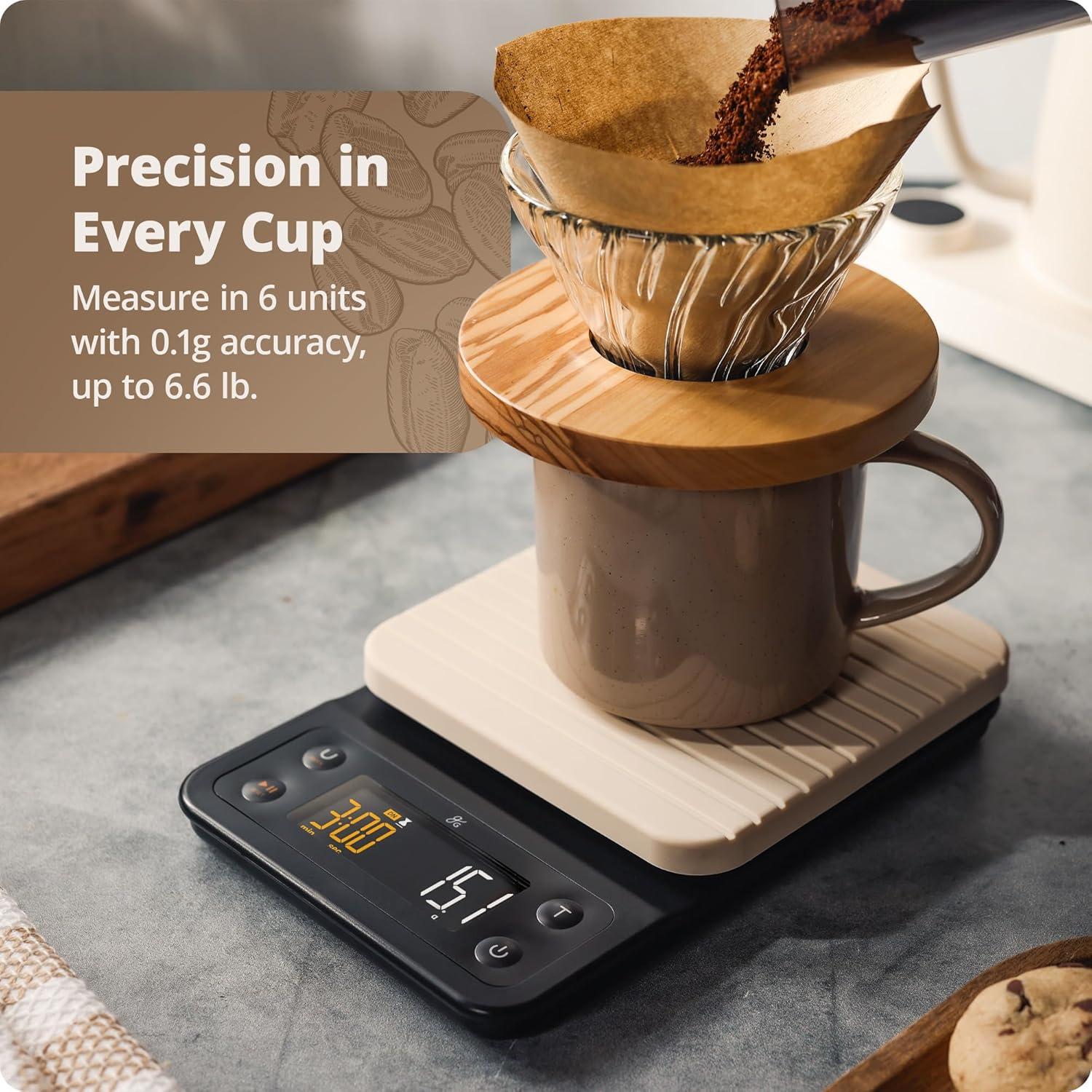 image:imageGreater Goods Coffee Scale with Timer 01g Precision Digital Coffee amp Espresso Scale for PourOver Coffee Bean Weighing Barista Brewing Waterproof Cover 3kg Capacity Onyx BlackBirch
