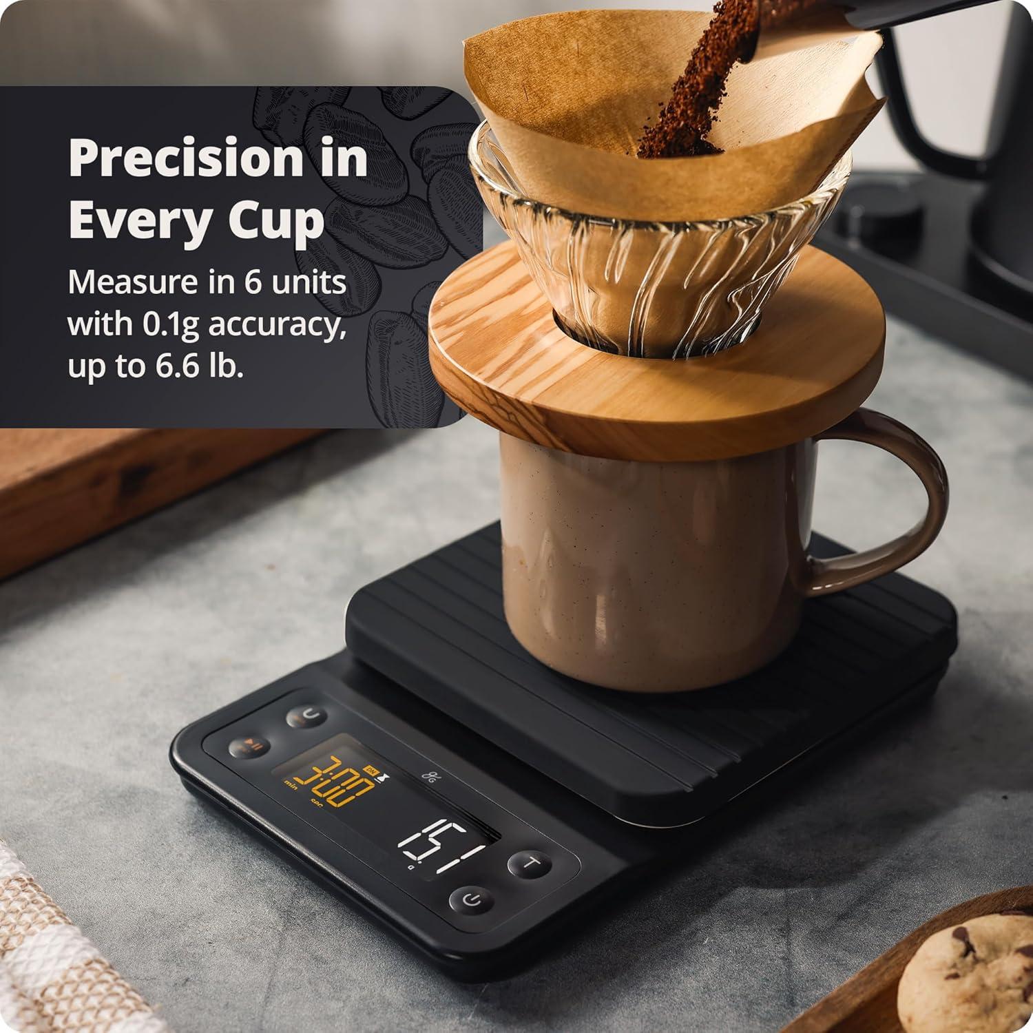 image:imageGreater Goods Coffee Scale with Timer 01g Precision Digital Coffee amp Espresso Scale for PourOver Coffee Bean Weighing Barista Brewing Waterproof Cover 3kg Capacity Onyx BlackOnyx Black