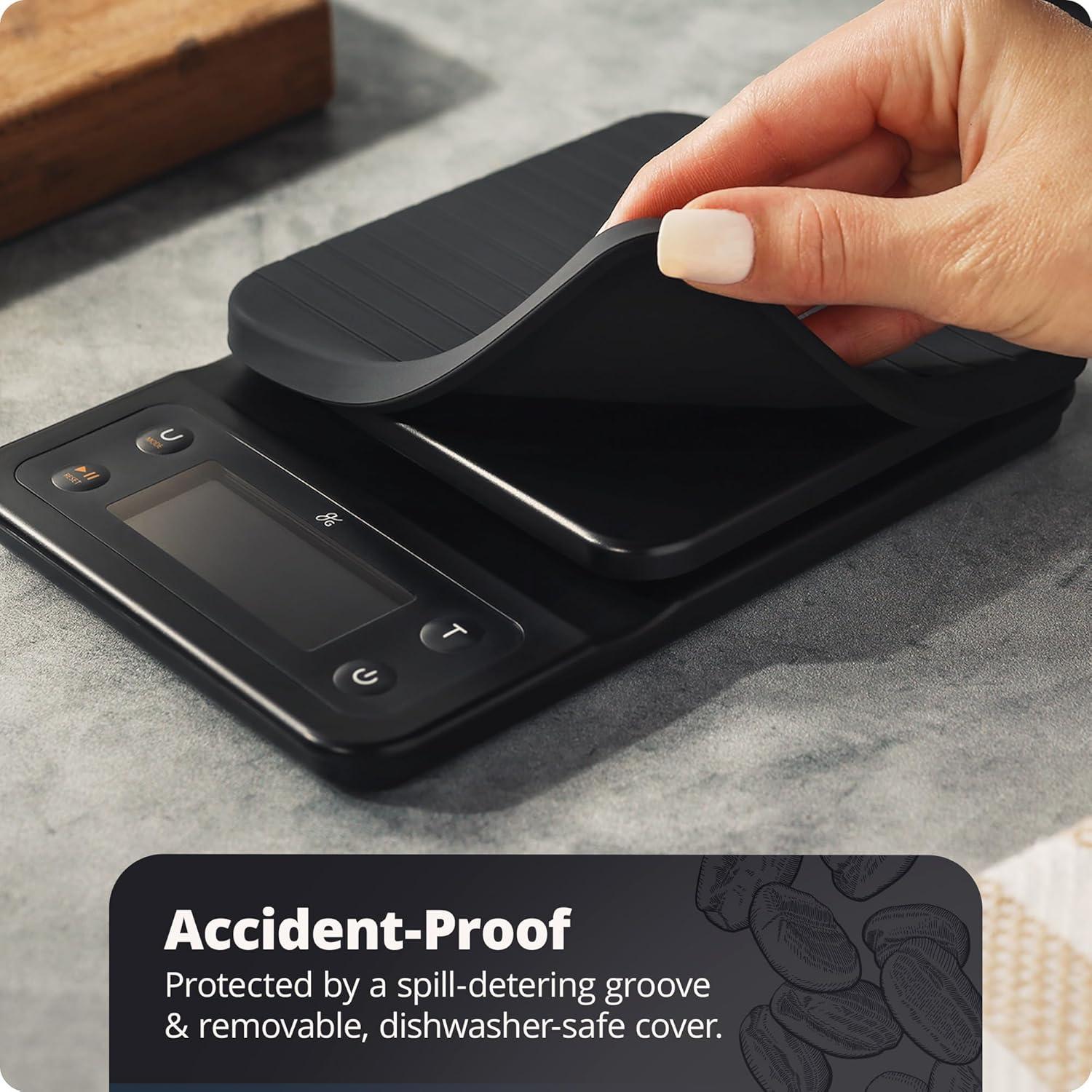 image:imageGreater Goods Coffee Scale with Timer 01g Precision Digital Coffee amp Espresso Scale for PourOver Coffee Bean Weighing Barista Brewing Waterproof Cover 3kg Capacity Onyx BlackOnyx Black