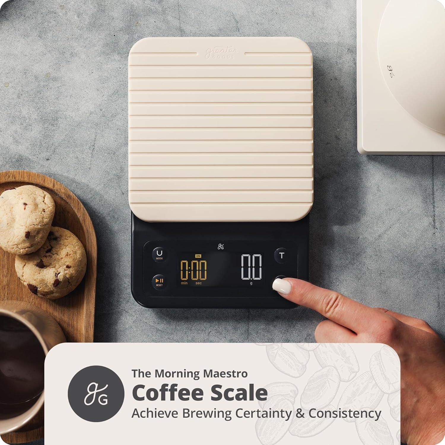 image:imageGreater Goods Electric Gooseneck Kettle and Coffee Scale Designed in St Louis Onyx BlackBirch White