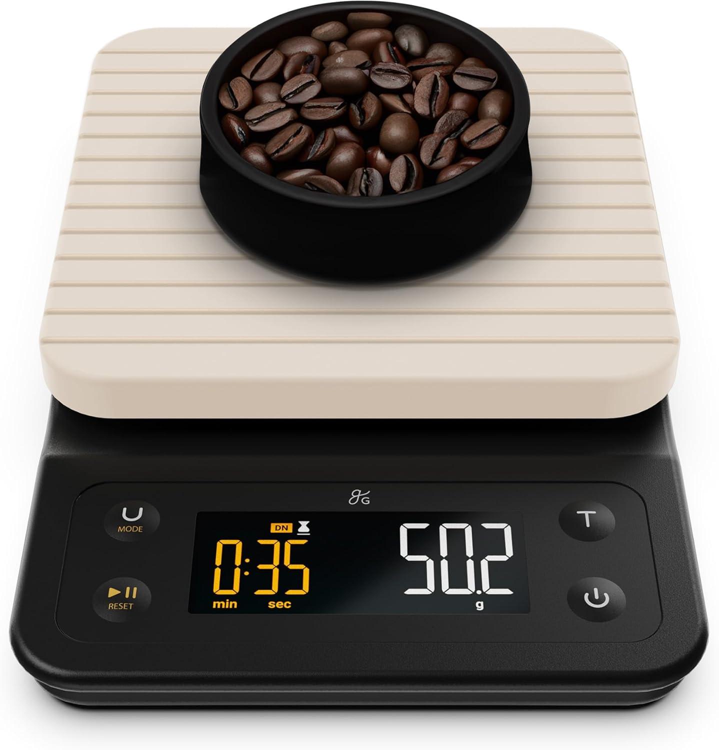image:imageGreater Goods Electric Gooseneck Kettle and Coffee Scale Designed in St Louis Onyx BlackBirch White