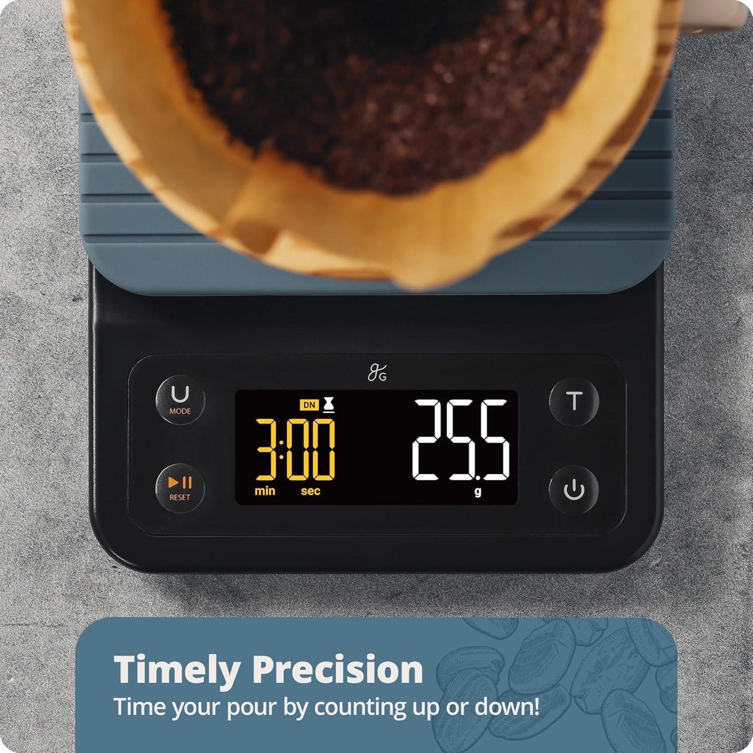 image:imageGreater Goods Electric Gooseneck Kettle and Coffee Scale Designed in St Louis Onyx BlackStone Blue