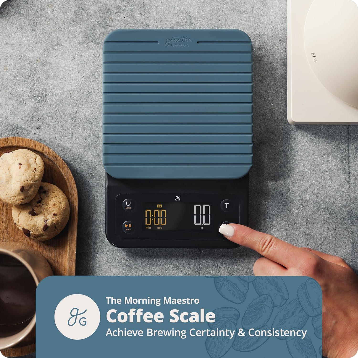 image:imageGreater Goods Electric Gooseneck Kettle and Coffee Scale Designed in St Louis Onyx BlackStone Blue