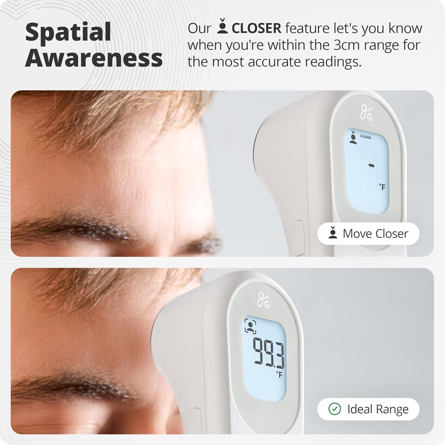 image:imageGreater Goods NoTouch Infrared Digital Thermometer for Adults Kids and Babies Forehead Thermometer with Ergonomic Grip Fever Alarm Powder BlueWhite