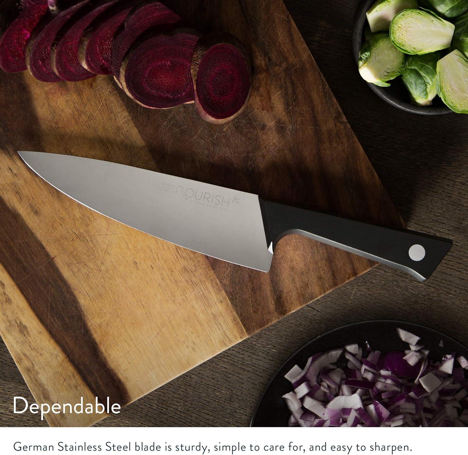 image:imageGreater Goods Premium 3Ply 9Cr18 Steel Chef Knife 8Inch Professional Kitchen Knife with Full Tang Triple Rivet HandleBlack