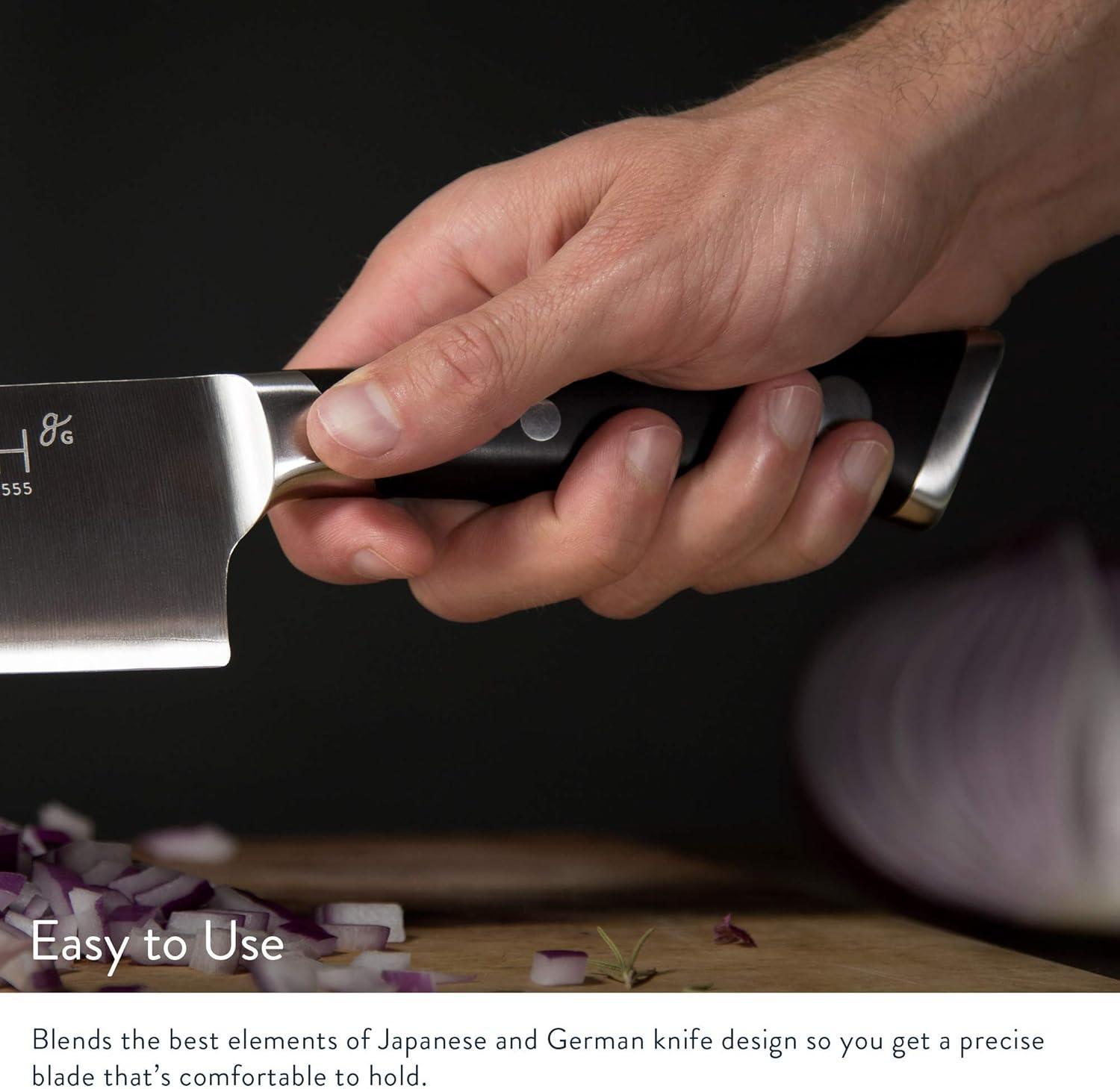image:imageGreater Goods Premium 3Ply 9Cr18 Steel Chef Knife 8Inch Professional Kitchen Knife with Full Tang Triple Rivet HandleOnyx Black