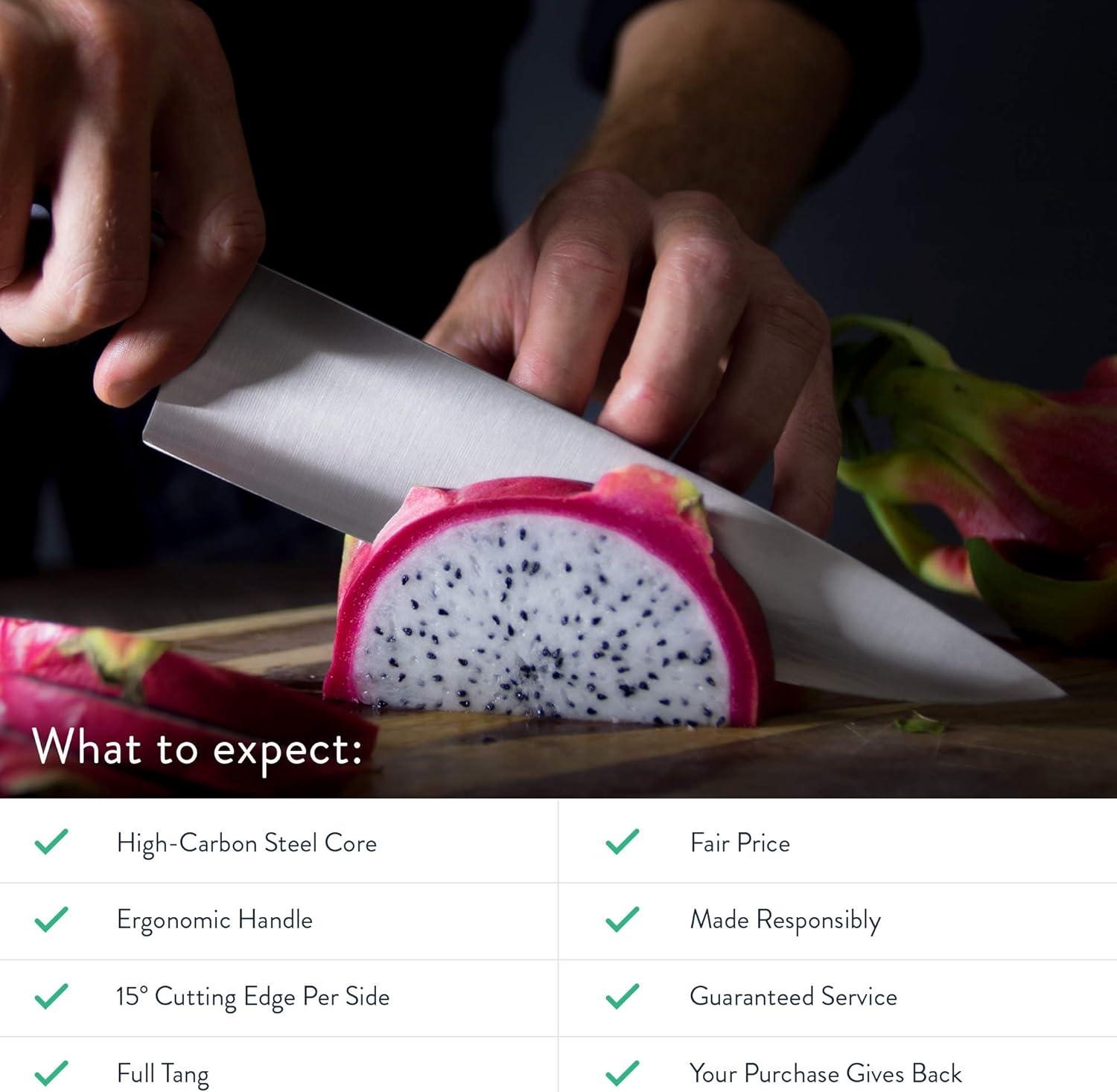 image:imageGreater Goods Premium 3Ply 9Cr18 Steel Chef Knife 8Inch Professional Kitchen Knife with Full Tang Triple Rivet HandleOnyx Black
