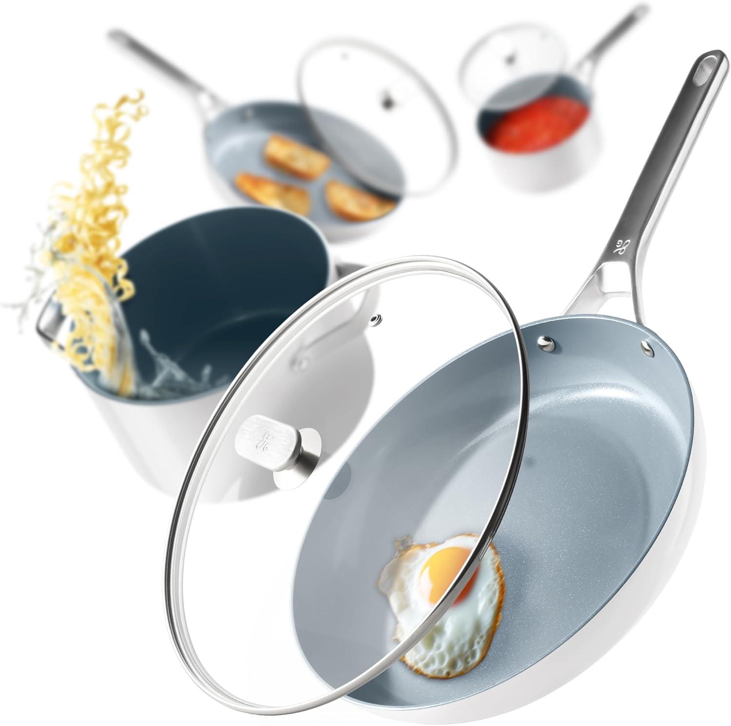 image:imageGreater Goods Savvy Ceramic Nonstick Cookware Set 10 Piece Kit and Sous Vide Machine Birch White