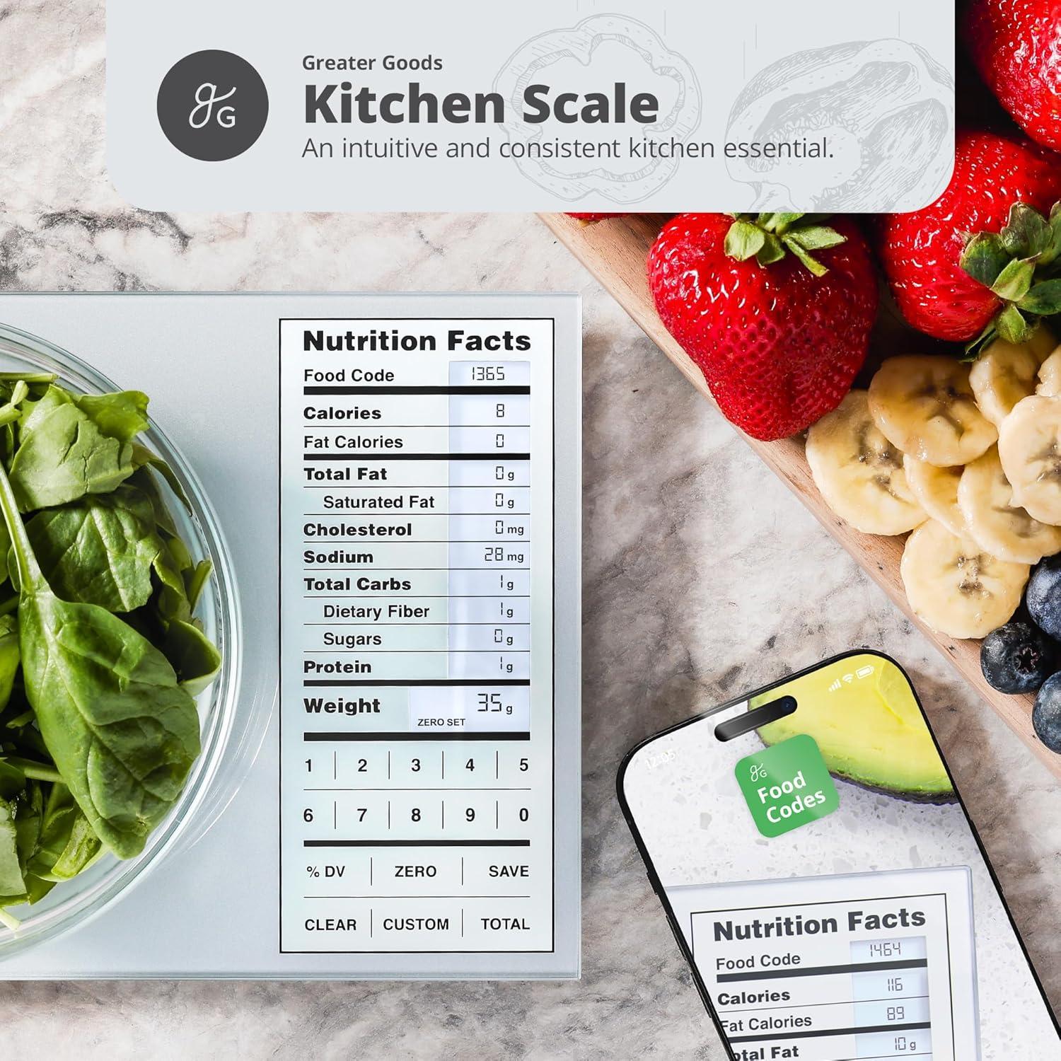 image:imageGreater Goods Verve Smart Scale with Accucheck and Nutrition Facts Food Scale for Meal Prep Designed in St Louis BlackGray