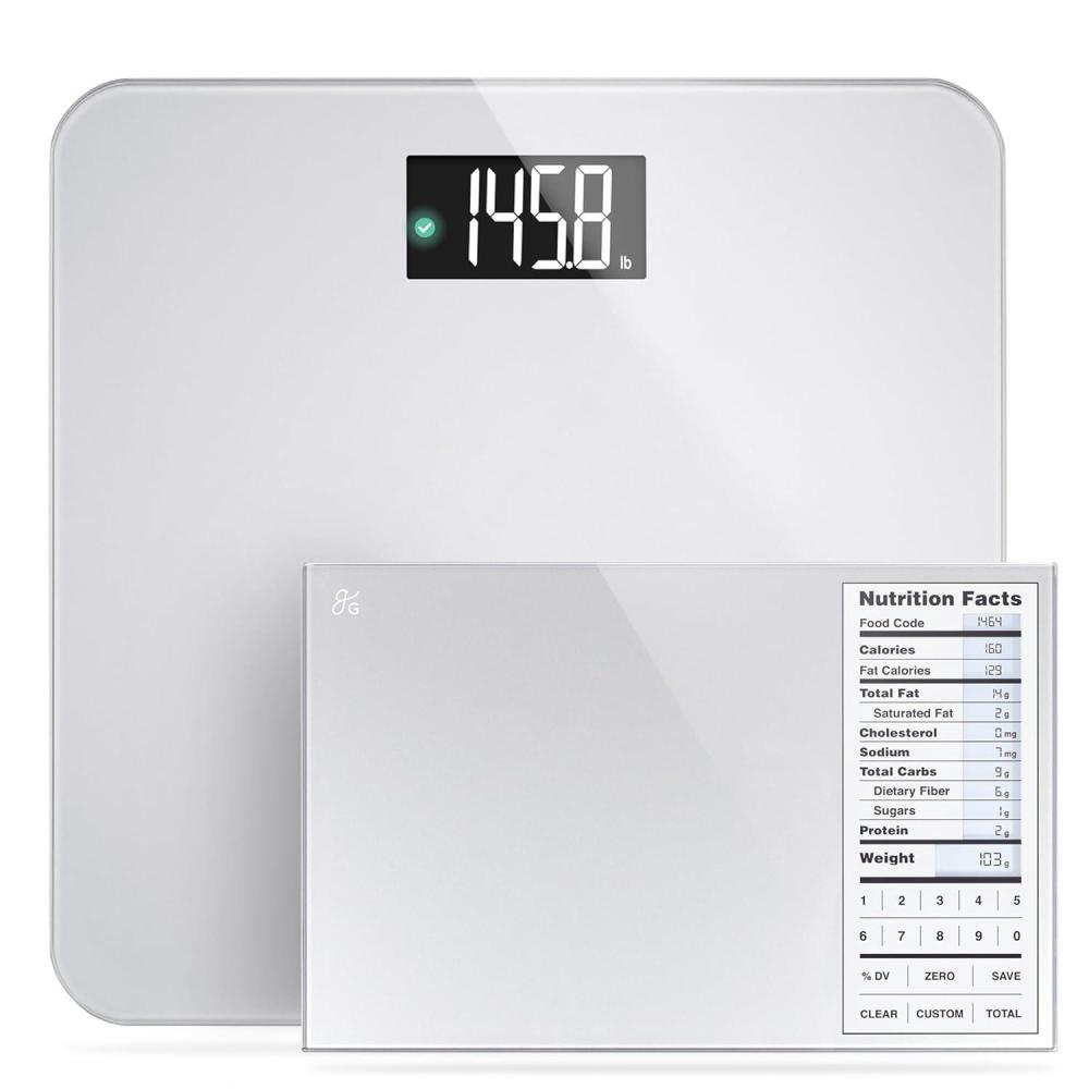 image:imageGreater Goods Bathroom Scale with Accucheck and Nutrition Facts Food Scale for Meal Prep Designed in St Louis Gray
