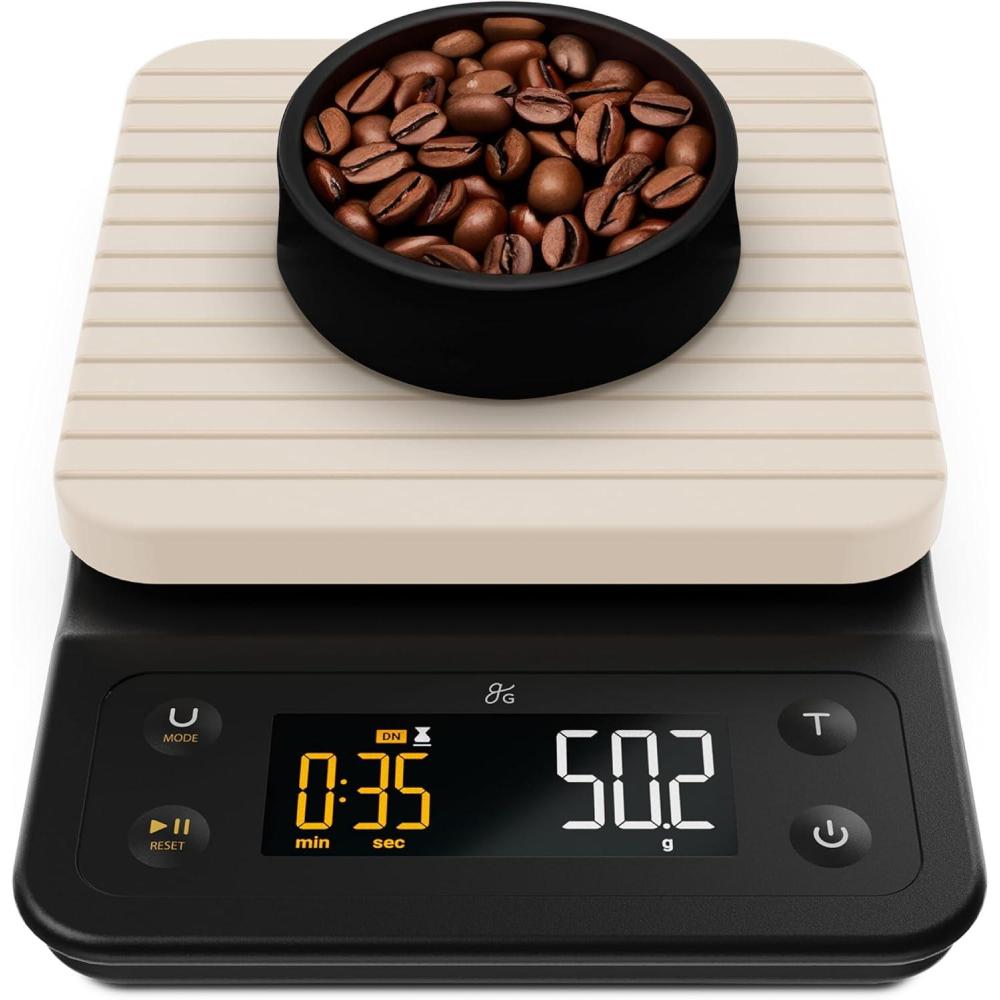 image:imageGreater Goods Coffee Scale with Timer 01g Precision Digital Coffee amp Espresso Scale for PourOver Coffee Bean Weighing Barista Brewing Waterproof Cover 3kg Capacity Onyx BlackBirch