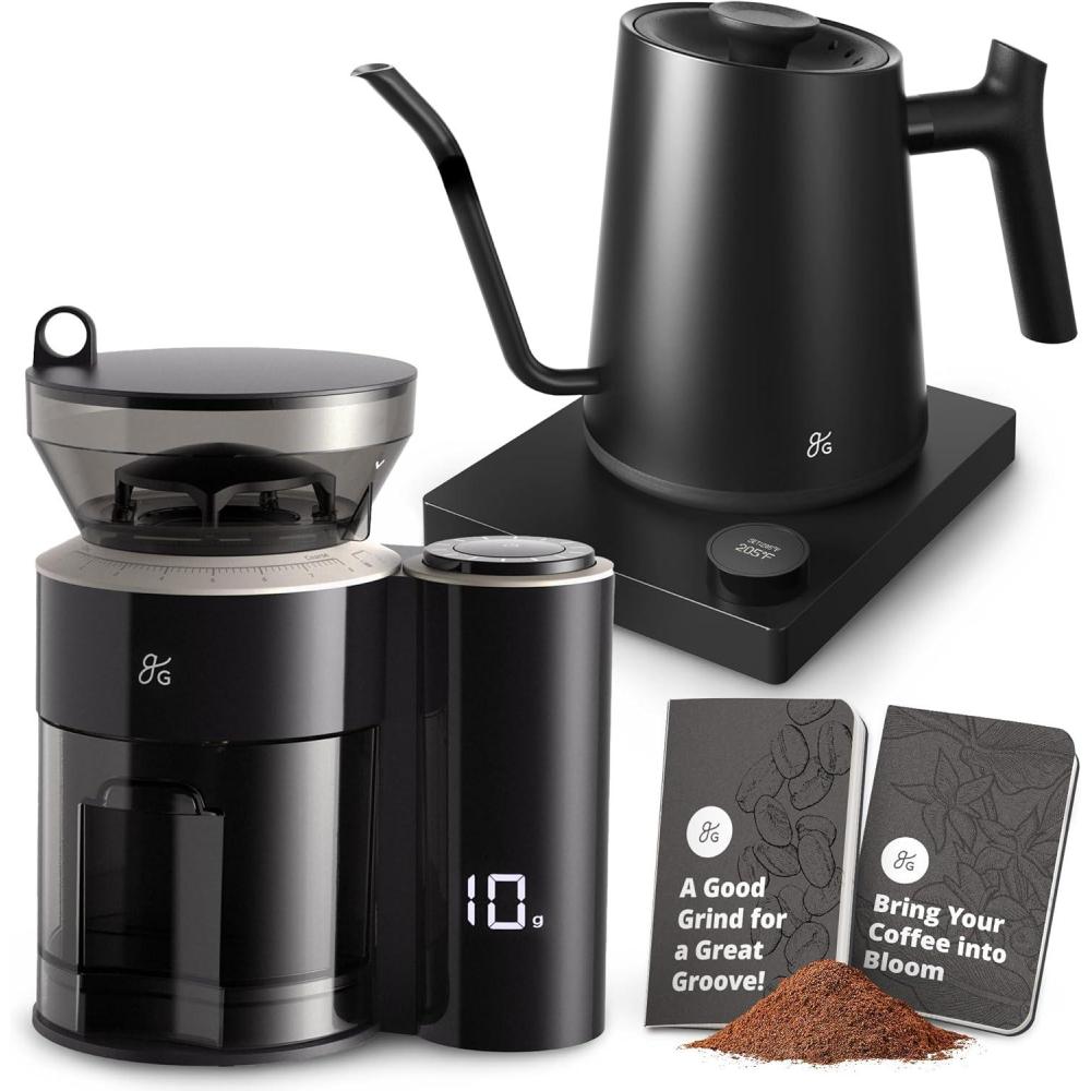image:imageGreater Goods Electric Gooseneck Kettle and Coffee Grinder Designed in St Louis Onyx Black