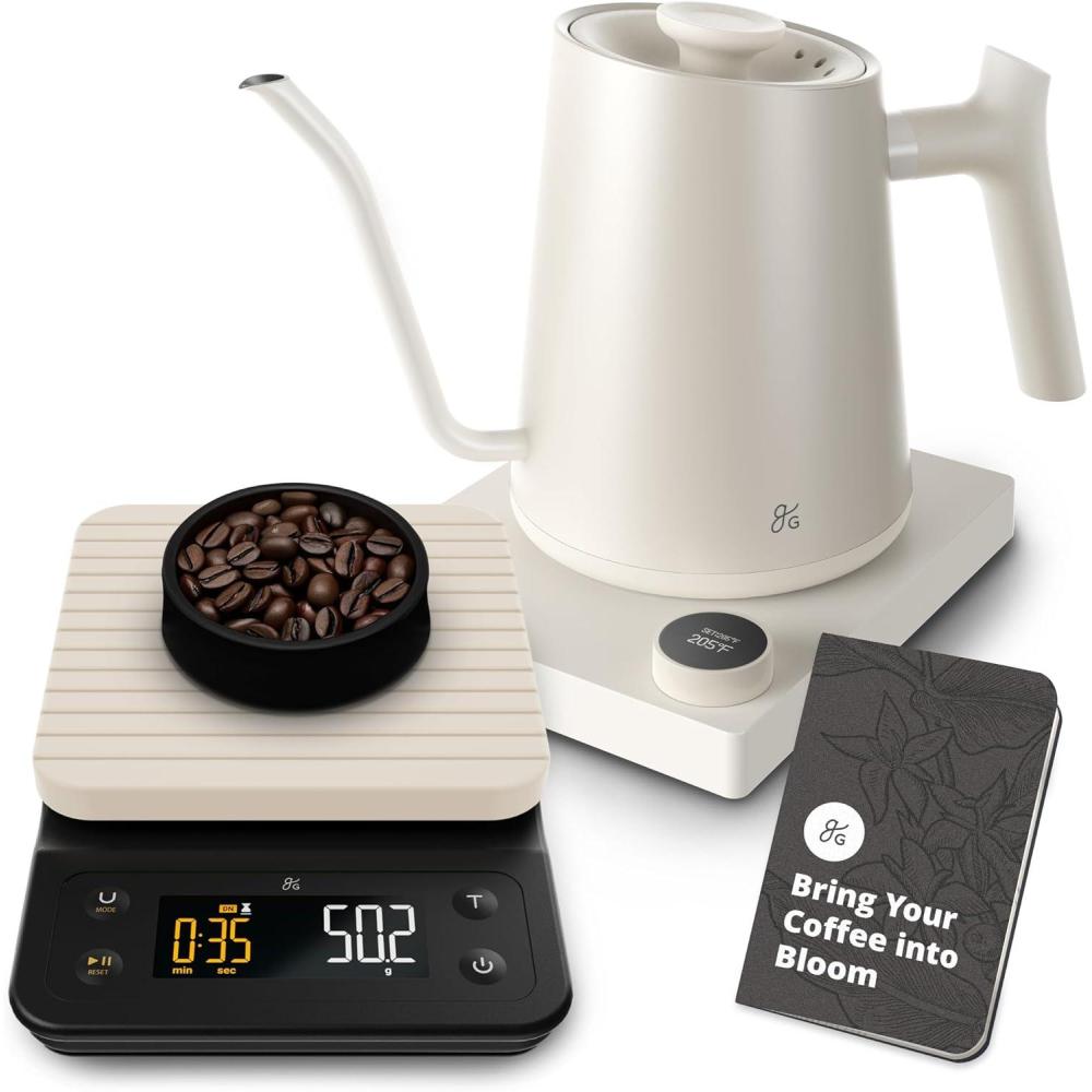 image:imageGreater Goods Electric Gooseneck Kettle and Coffee Scale Designed in St Louis Birch White