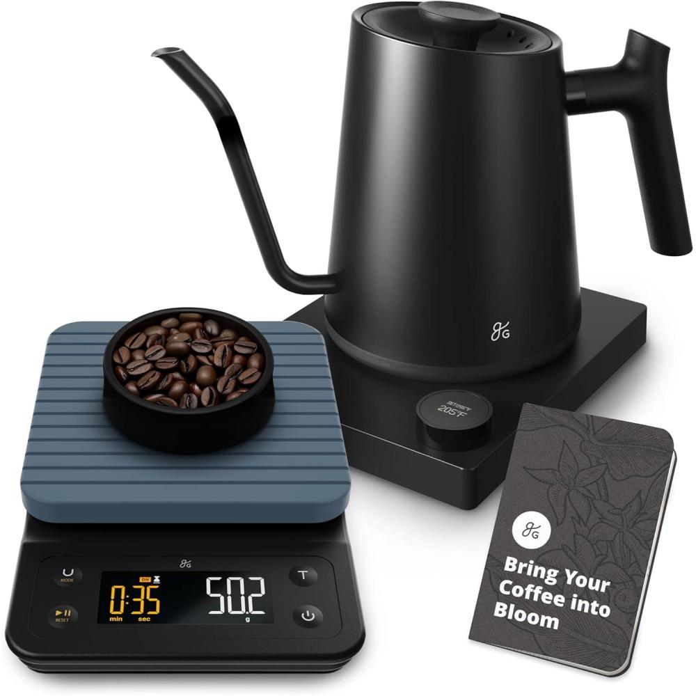 image:imageGreater Goods Electric Gooseneck Kettle and Coffee Scale Designed in St Louis Onyx BlackStone Blue