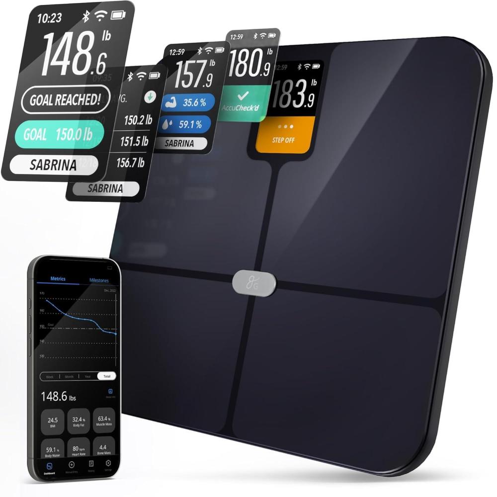 image:imageGreater Goods Smart Scale Track Your Weight Loss Journey with Verified Accuracy amp Smart GoalBased Monitoring WiFi amp Bluetooth SyncBlack Smart Scale