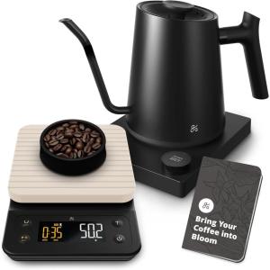 image:imageGreater Goods Electric Gooseneck Kettle and Coffee Scale Designed in St Louis Onyx BlackBirch White