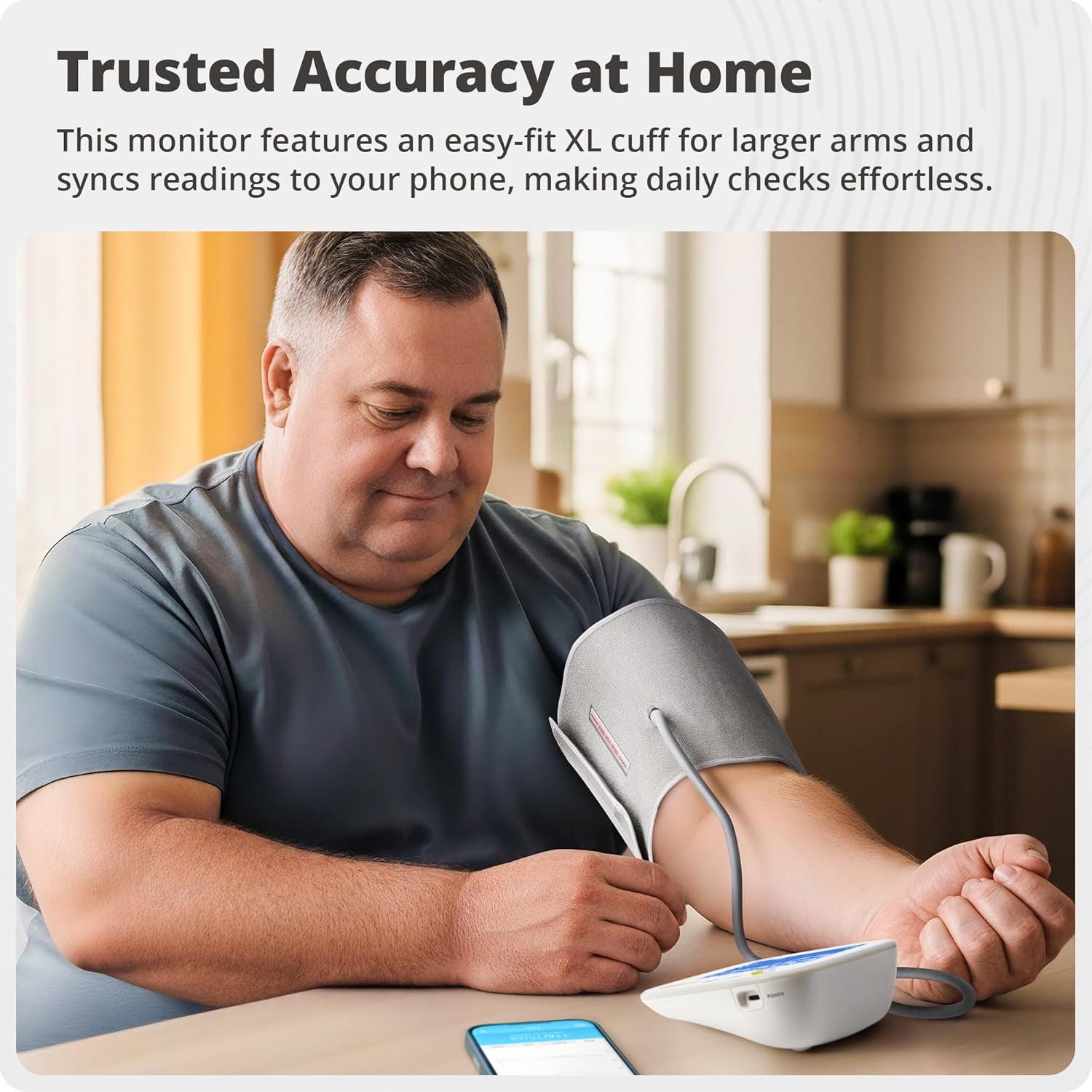 image:imageGreater Goods Bluetooth Blood Pressure Monitor with ExtraLarge Cuff 157205 Automatic Digital Upper Arm BP Monitor for Large Arms EasytoRead Backlit Display Complete Home KitExtraLarge Cuff 157205