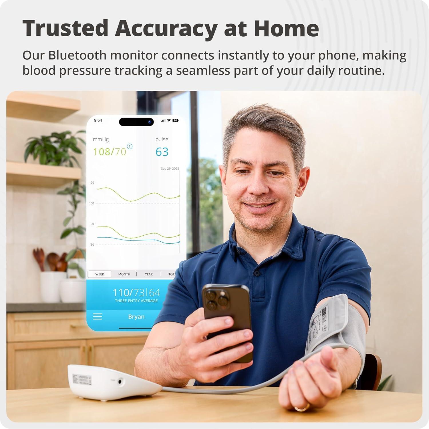 image:imageGreater Goods Bluetooth Blood Pressure Monitor with ExtraLarge Cuff 157205 Automatic Digital Upper Arm BP Monitor for Large Arms EasytoRead Backlit Display Complete Home KitAdjustable 87165 Cuff