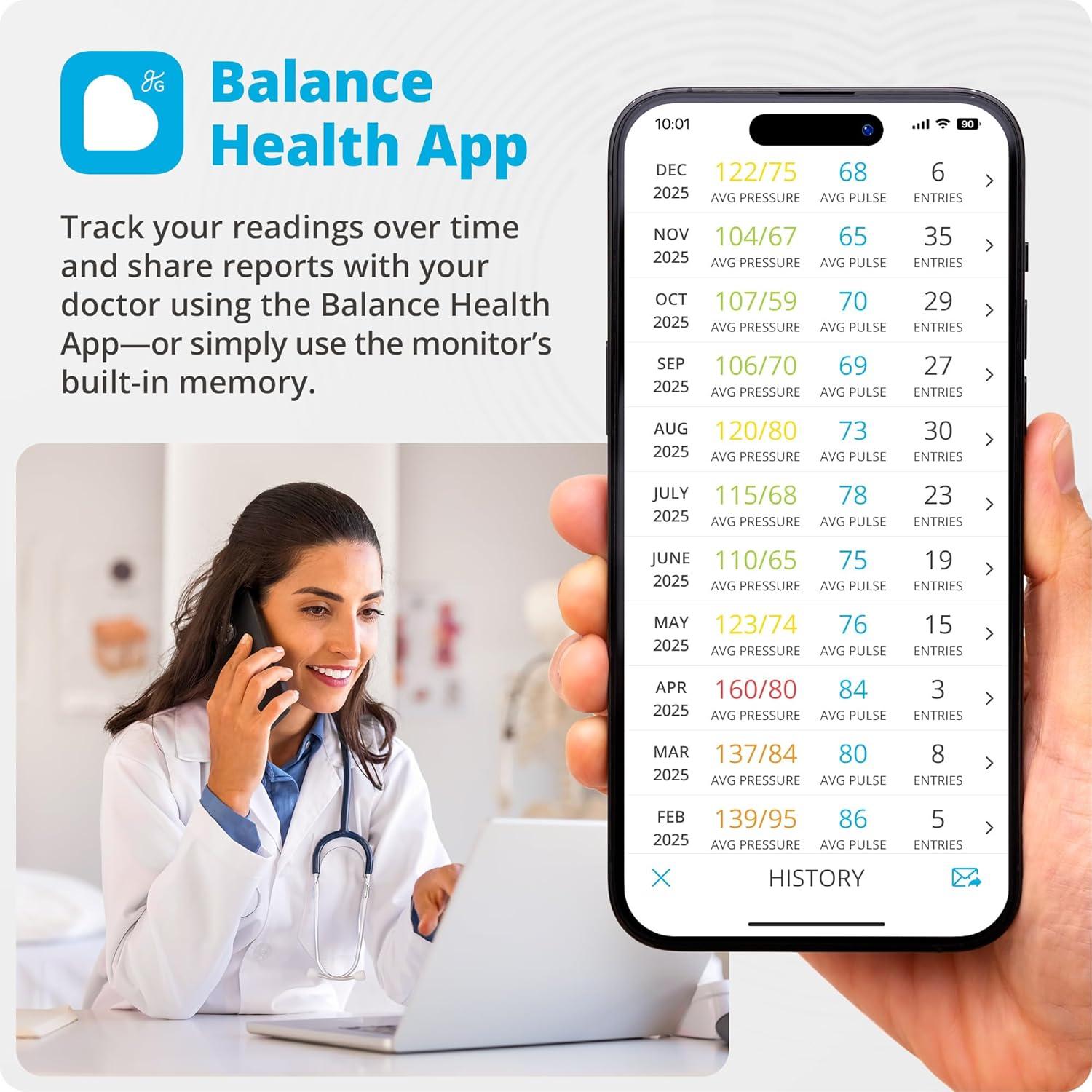 image:imageGreater Goods Bluetooth Blood Pressure Monitor with ExtraLarge Cuff 157205 Automatic Digital Upper Arm BP Monitor for Large Arms EasytoRead Backlit Display Complete Home KitExtraLarge Cuff 157205