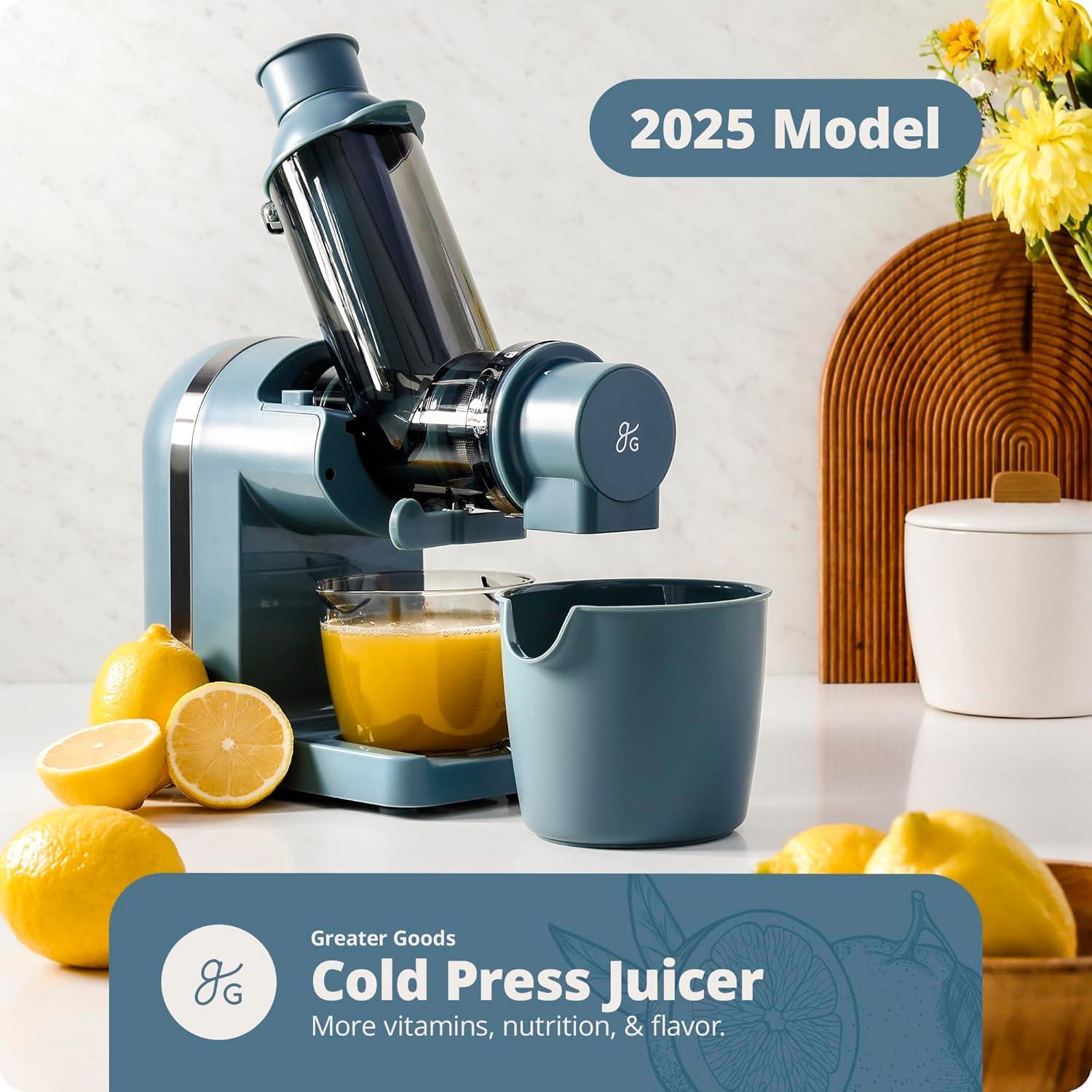 image:imageGreater Goods Cold Press Juicer Powerful Slow Masticating Juice Extractor with Quiet Motor for Fruits and Vegetables High Juice Yield Easy to Clean Onyx BlackStone Blue
