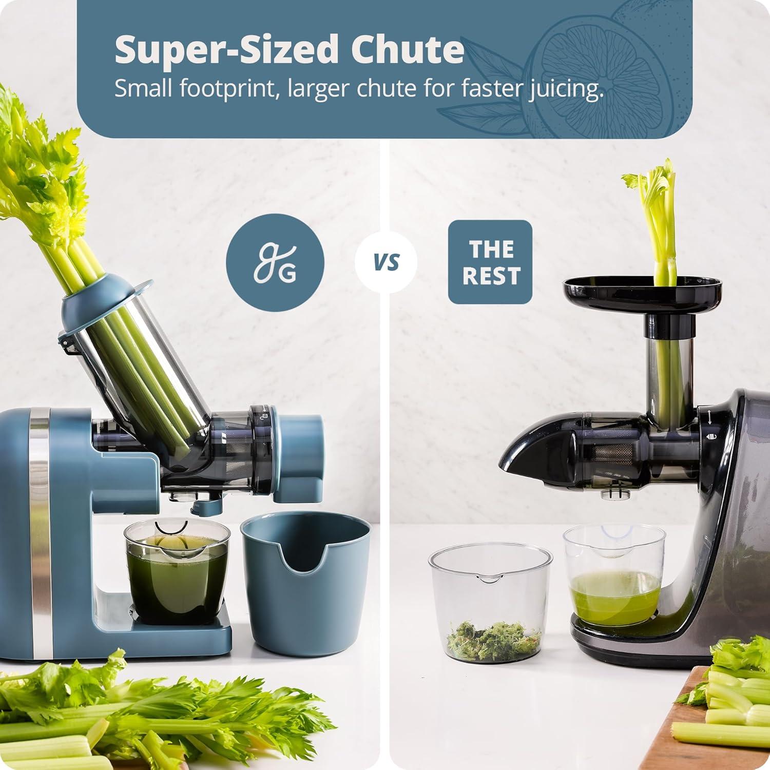 image:imageGreater Goods Cold Press Juicer Powerful Slow Masticating Juice Extractor with Quiet Motor for Fruits and Vegetables High Juice Yield Easy to Clean Onyx BlackStone Blue