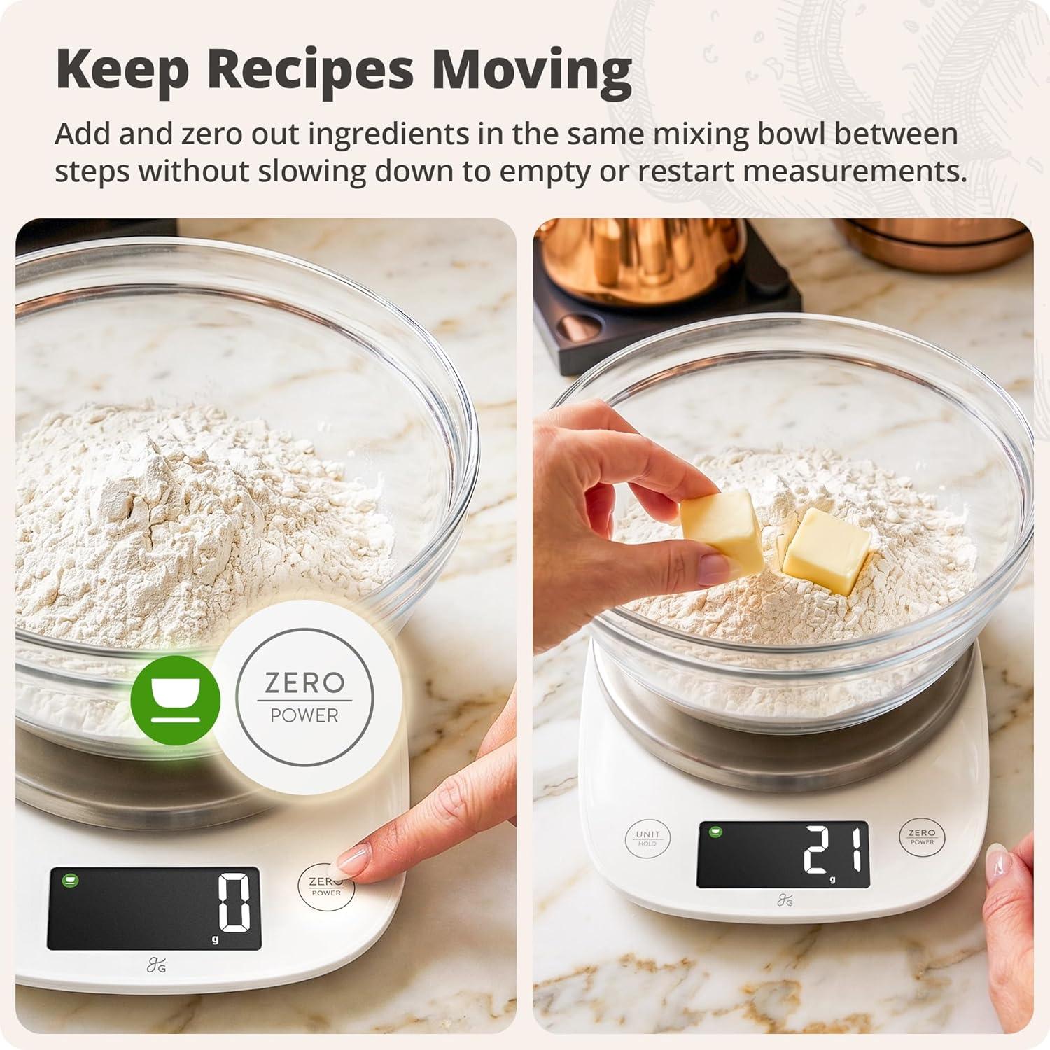 image:imageGreater Goods Digital Kitchen Scale for Baking Food Scale with Gram amp Ounce Measurements Easy Tare amp Stable Readings Precision Scale for Sourdough Bread Baking amp Cooking 11 lb CapacityWhite