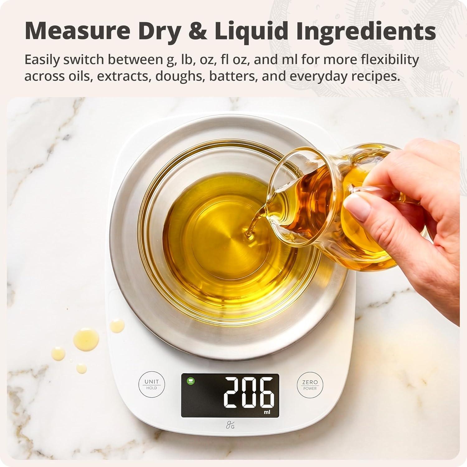 image:imageGreater Goods Digital Kitchen Scale for Baking Food Scale with Gram amp Ounce Measurements Easy Tare amp Stable Readings Precision Scale for Sourdough Bread Baking amp Cooking 11 lb CapacityWhite