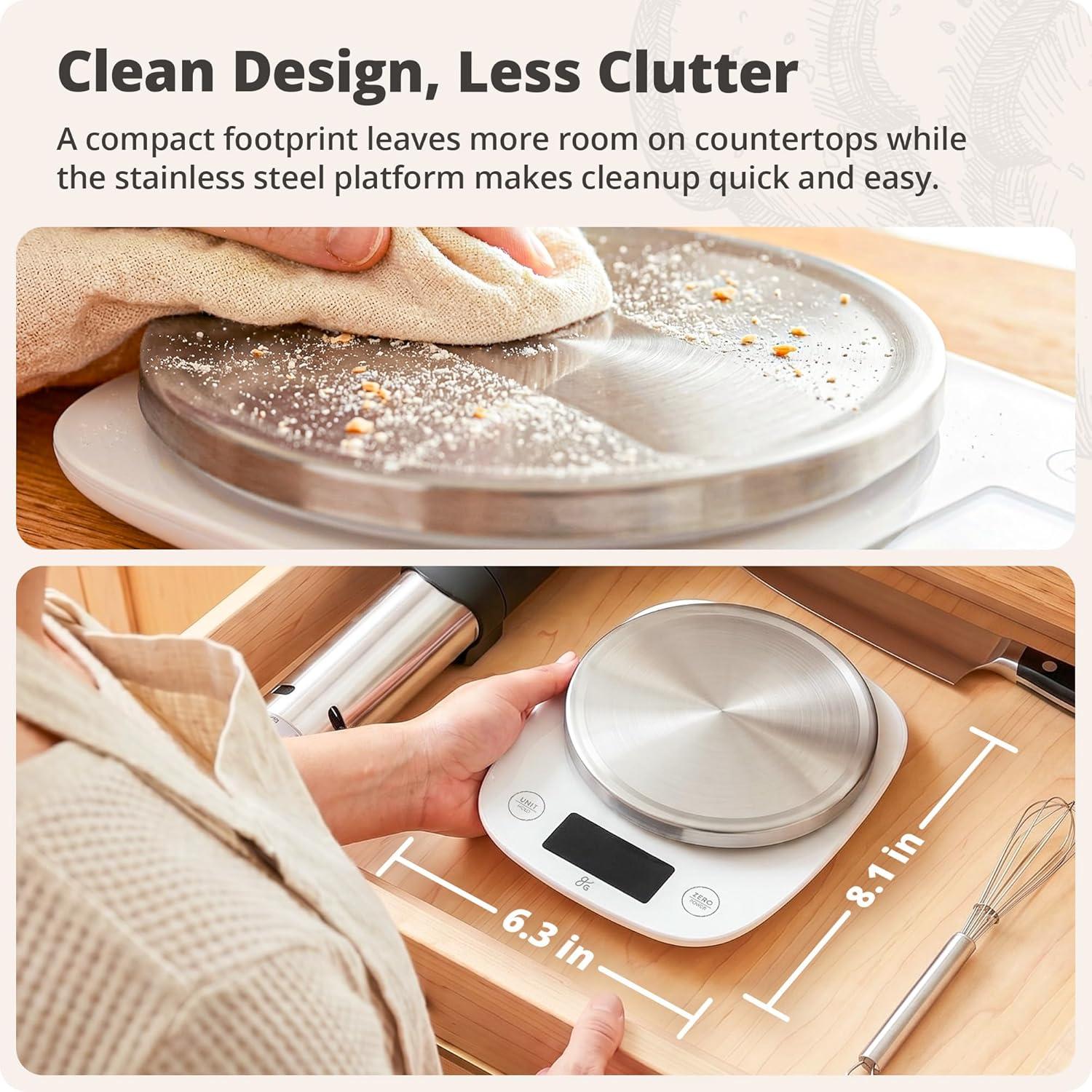 image:imageGreater Goods Digital Kitchen Scale for Baking Food Scale with Gram amp Ounce Measurements Easy Tare amp Stable Readings Precision Scale for Sourdough Bread Baking amp Cooking 11 lb CapacityWhite