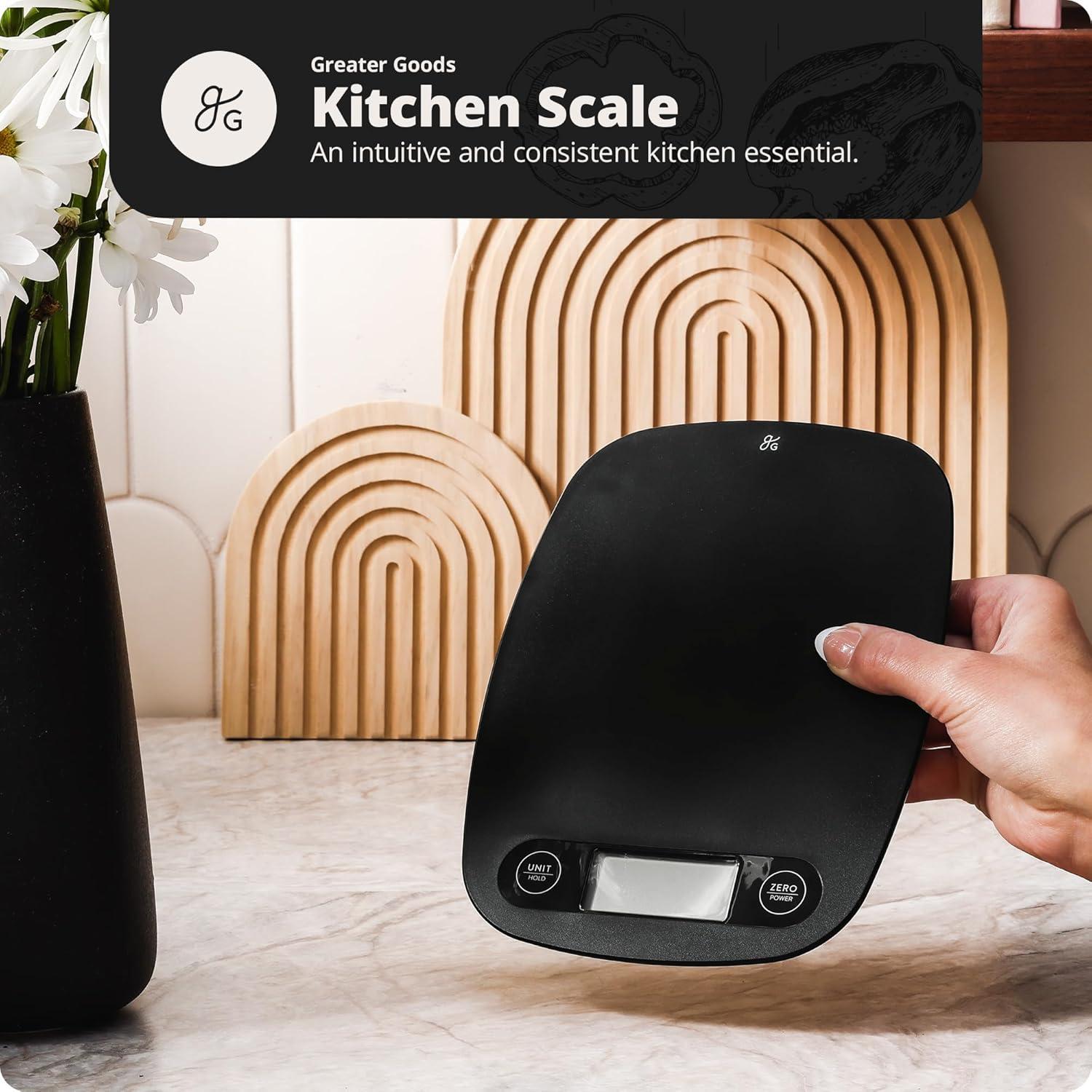 image:imageGreater Goods Food Scale Digital Kitchen Scale 1g Precision EasyTare amp Quick Conversion Slim Compact Design Durable amp Portable Ideal for Cooking Baking amp Meal PrepMatte Black