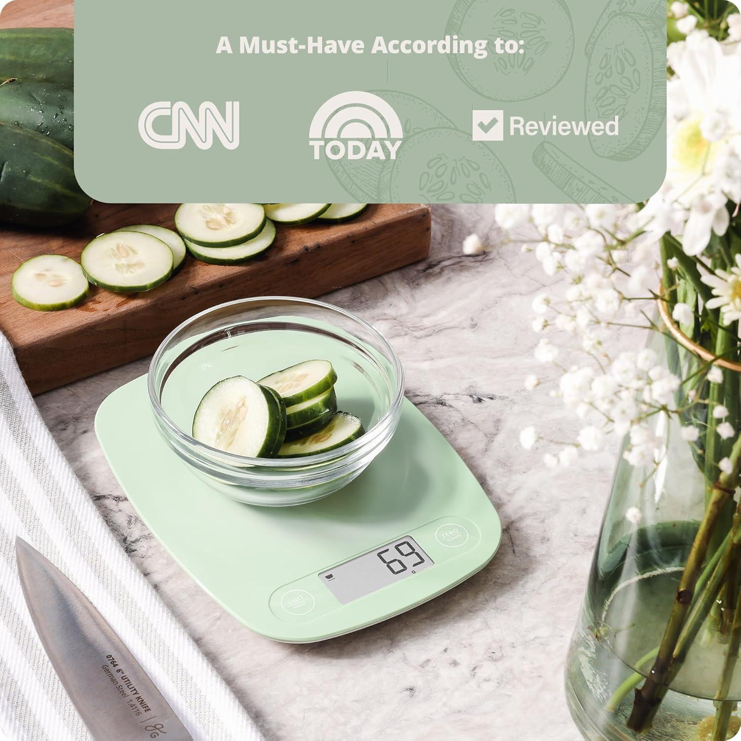 image:imageGreater Goods Food Scale Digital Kitchen Scale 1g Precision EasyTare amp Quick Conversion Slim Compact Design Durable amp Portable Ideal for Cooking Baking amp Meal PrepSage Green