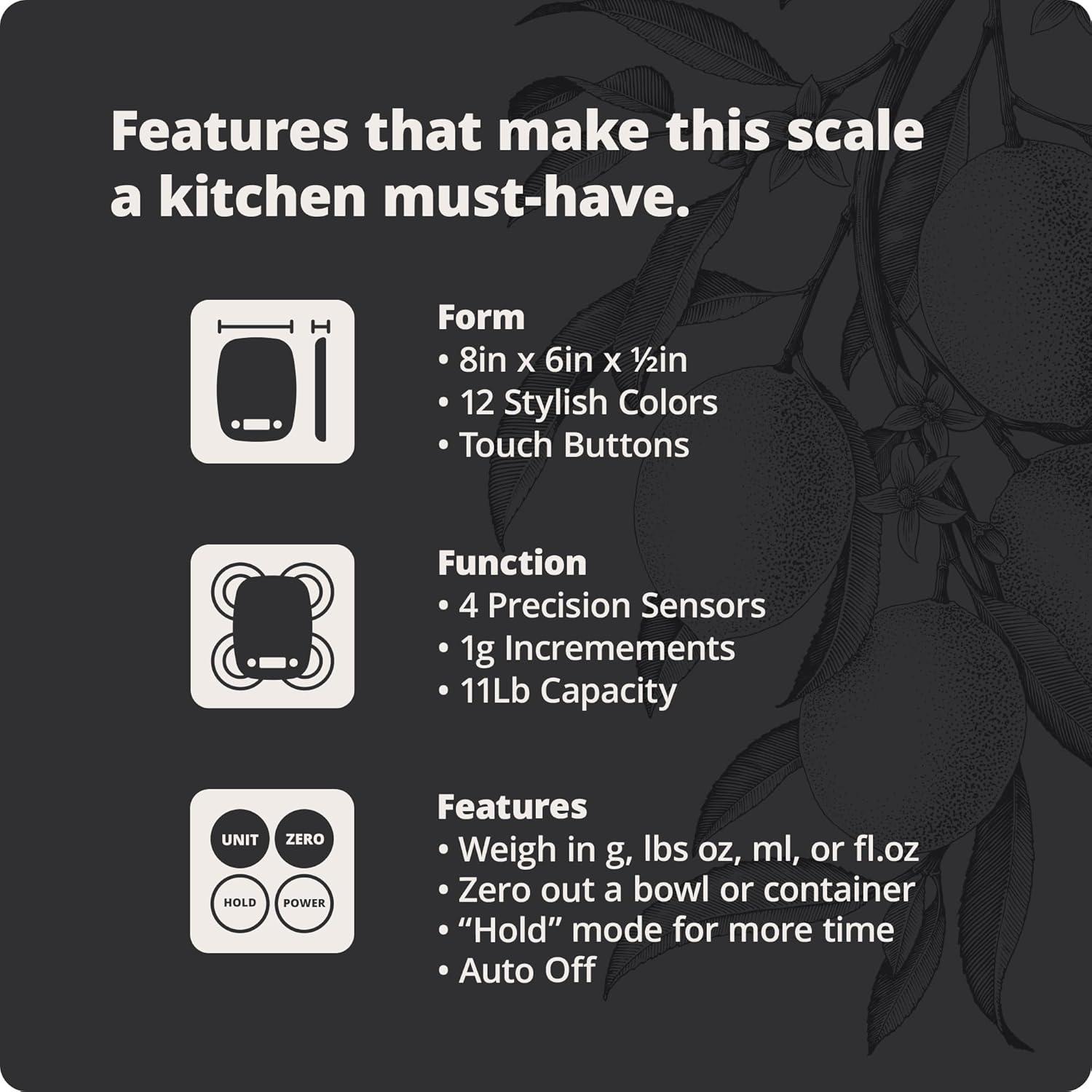 image:imageGreater Goods Food Scale Digital Kitchen Scale 1g Precision EasyTare amp Quick Conversion Slim Compact Design Durable amp Portable Ideal for Cooking Baking amp Meal PrepBlack Glass