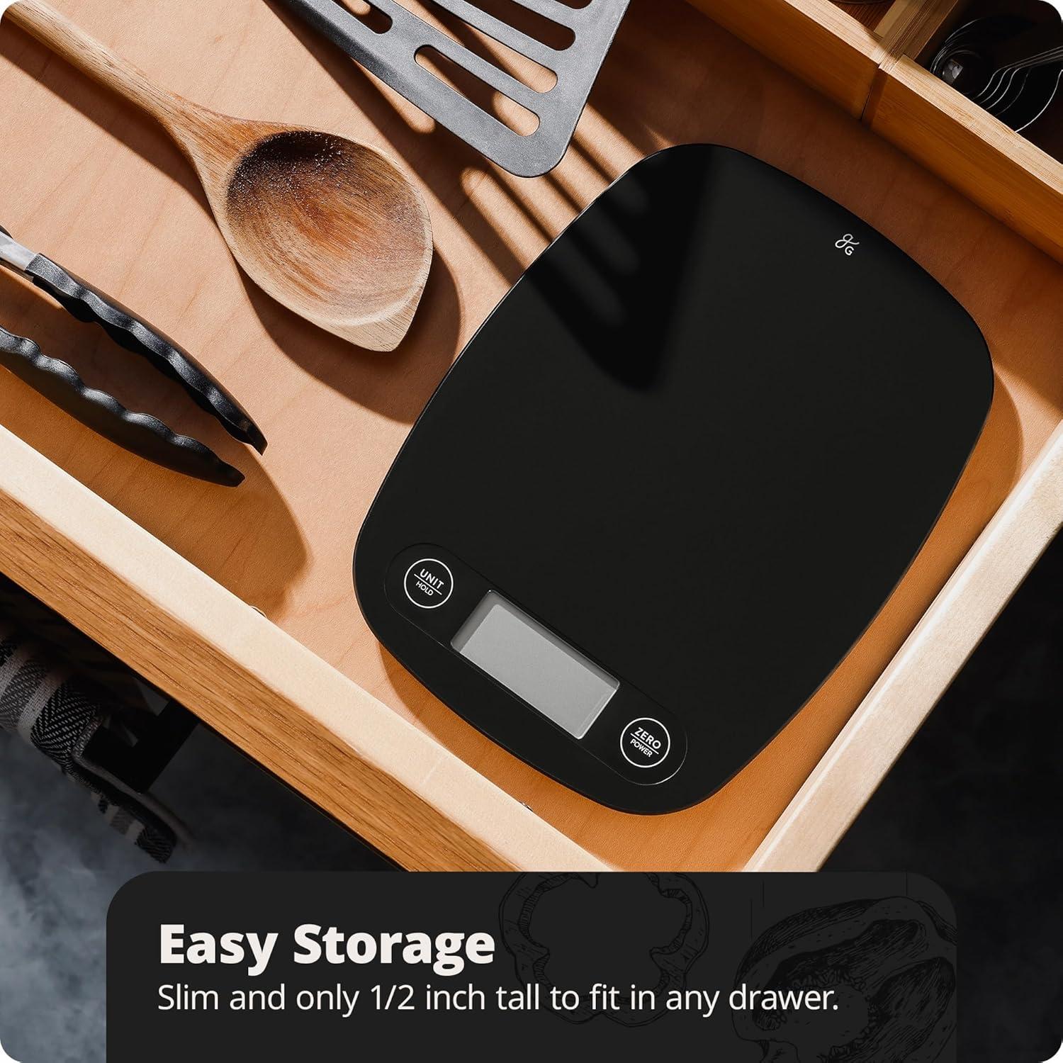 image:imageGreater Goods Food Scale Digital Kitchen Scale 1g Precision EasyTare amp Quick Conversion Slim Compact Design Durable amp Portable Ideal for Cooking Baking amp Meal PrepMatte Black