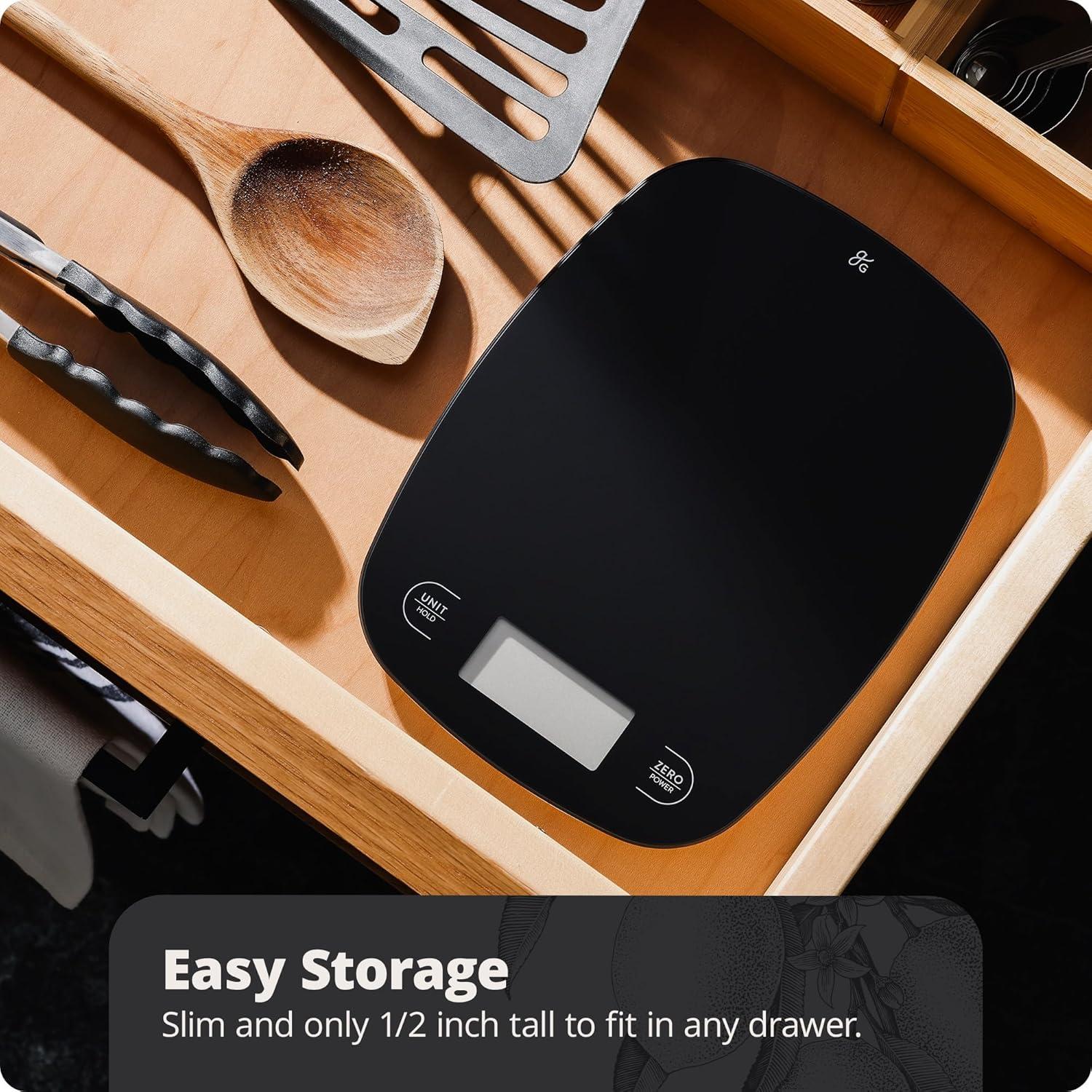 image:imageGreater Goods Food Scale Digital Kitchen Scale 1g Precision EasyTare amp Quick Conversion Slim Compact Design Durable amp Portable Ideal for Cooking Baking amp Meal PrepBlack Glass