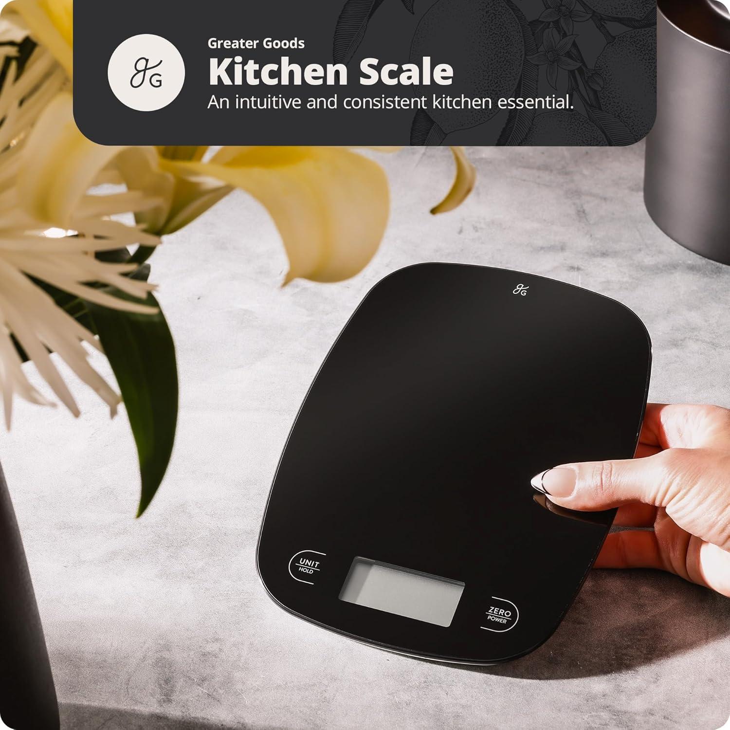 image:imageGreater Goods Food Scale Digital Kitchen Scale 1g Precision EasyTare amp Quick Conversion Slim Compact Design Durable amp Portable Ideal for Cooking Baking amp Meal PrepBlack Glass