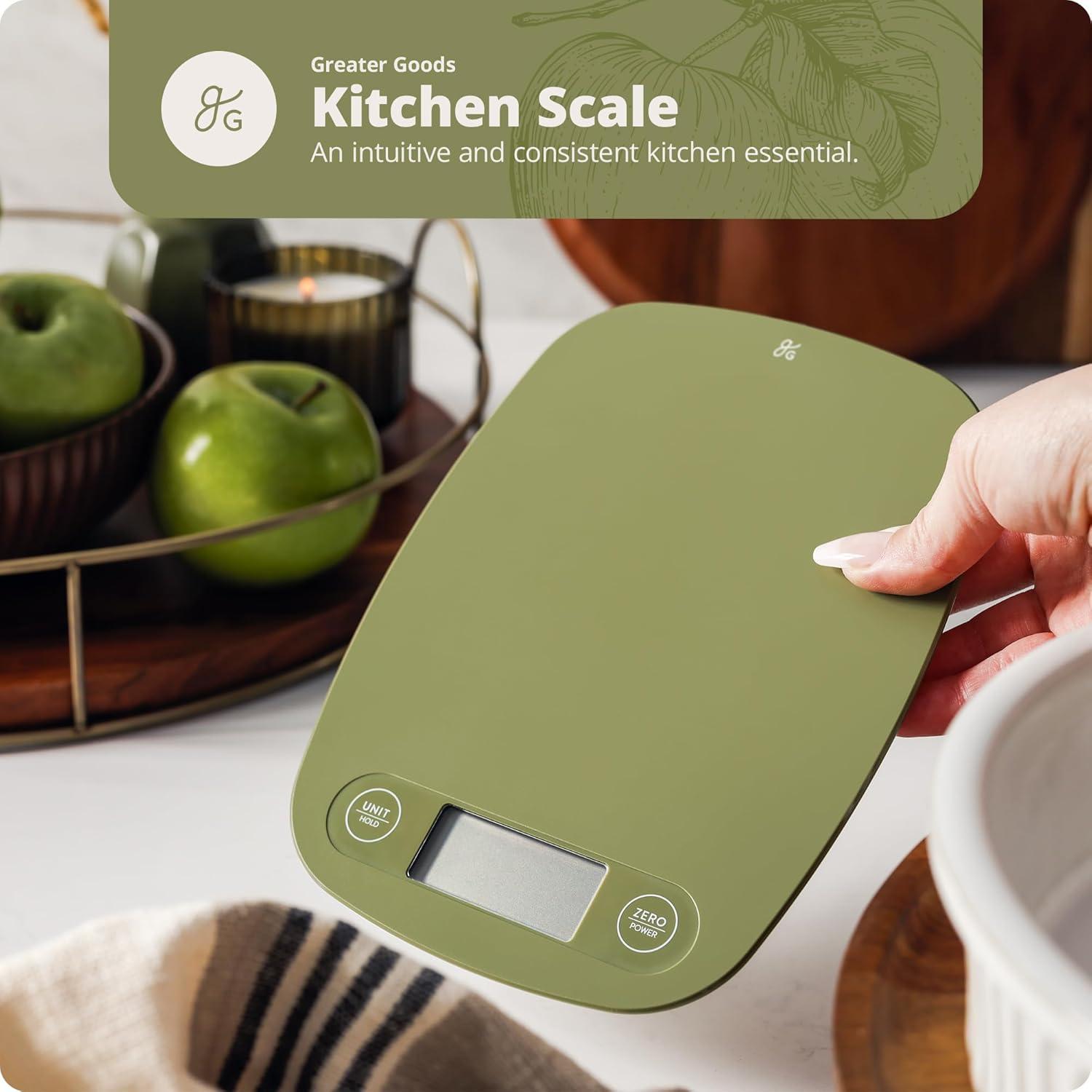 image:imageGreater Goods Food Scale Digital Kitchen Scale 1g Precision EasyTare amp Quick Conversion Slim Compact Design Durable amp Portable Ideal for Cooking Baking amp Meal PrepMoss Green