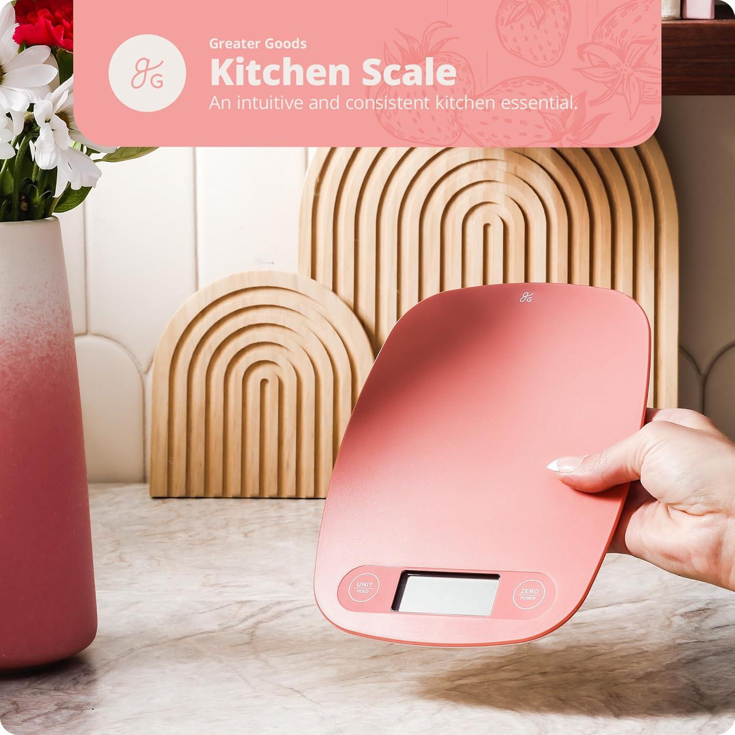 image:imageGreater Goods Food Scale Digital Kitchen Scale 1g Precision EasyTare amp Quick Conversion Slim Compact Design Durable amp Portable Ideal for Cooking Baking amp Meal PrepPink