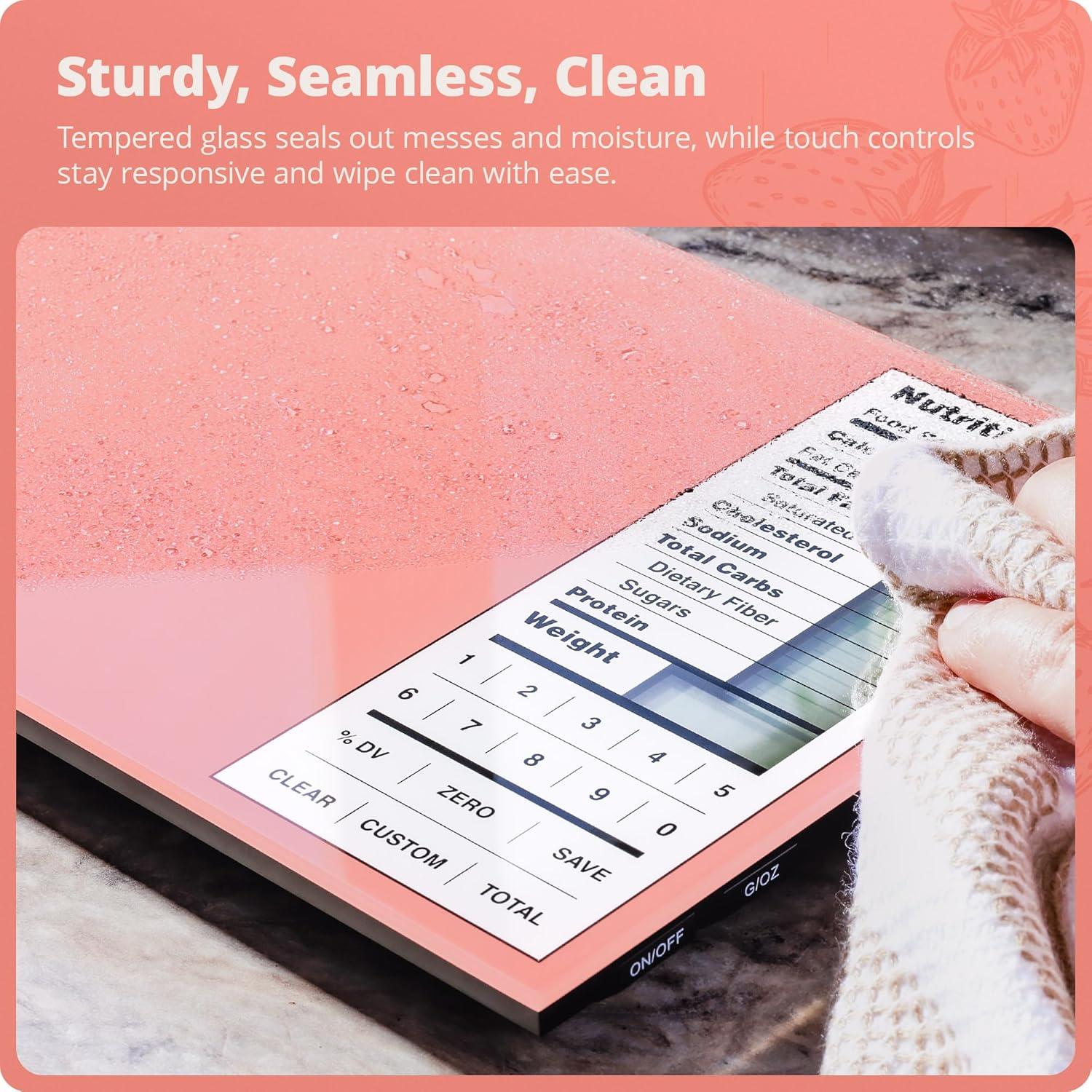image:imageGreater Goods Food Scale with Nutrition Calculator Non Connected Calorie Scale for Meal Prep Weight Loss 2000 PreLoaded Food Codes Compact Kitchen Scale Battery Operated 11lb Capacity SilverCoral Pink