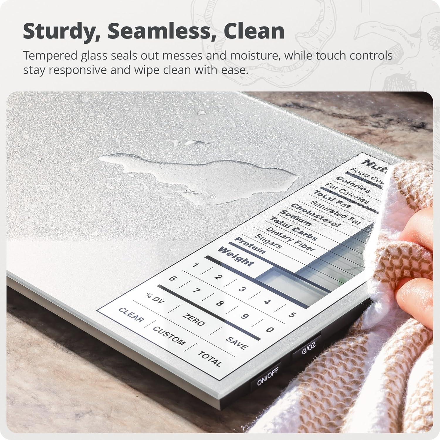 image:imageGreater Goods Food Scale with Nutrition Calculator Non Connected Calorie Scale for Meal Prep Weight Loss 2000 PreLoaded Food Codes Compact Kitchen Scale Battery Operated 11lb Capacity SilverPearl Gray