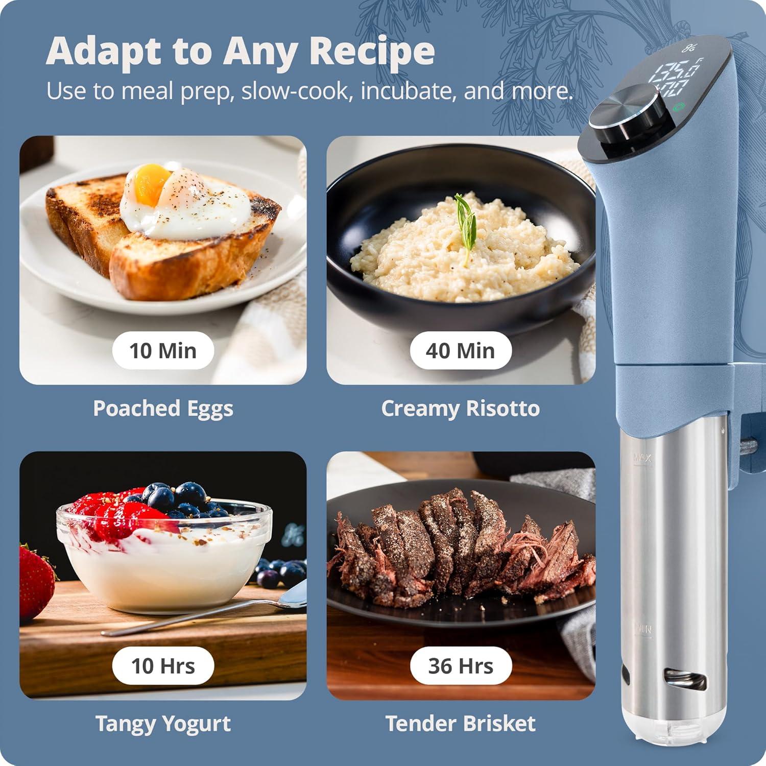 image:imageGreater Goods Kitchen Sous Vide Machine Precision Cooker Immersion Circulator Brushless Motor 1100 Watts Onyx BlackC Stone Blue