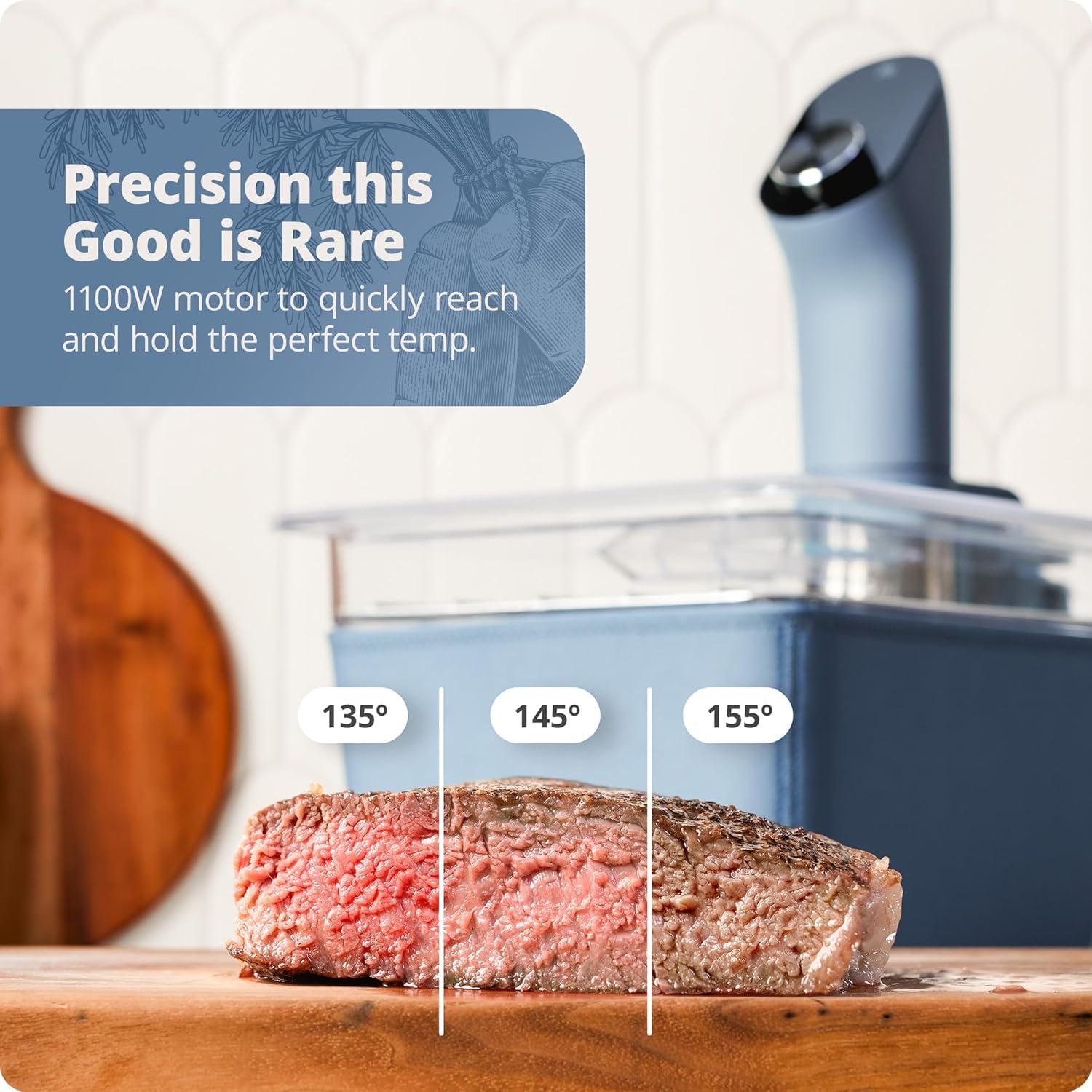 image:imageGreater Goods Kitchen Sous Vide Machine Precision Cooker Immersion Circulator Brushless Motor 1100 Watts Onyx BlackC Stone Blue