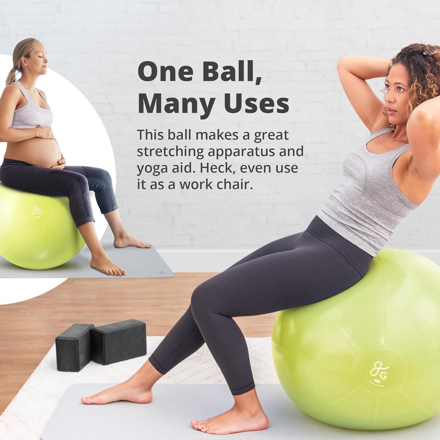 image:imageGreater Goods Yoga Ball AntiBurst Exercise Ball for Pilates Stability Pregnancy amp Workouts Includes Pump in Multiple Sizes and ColorsAvocado Green