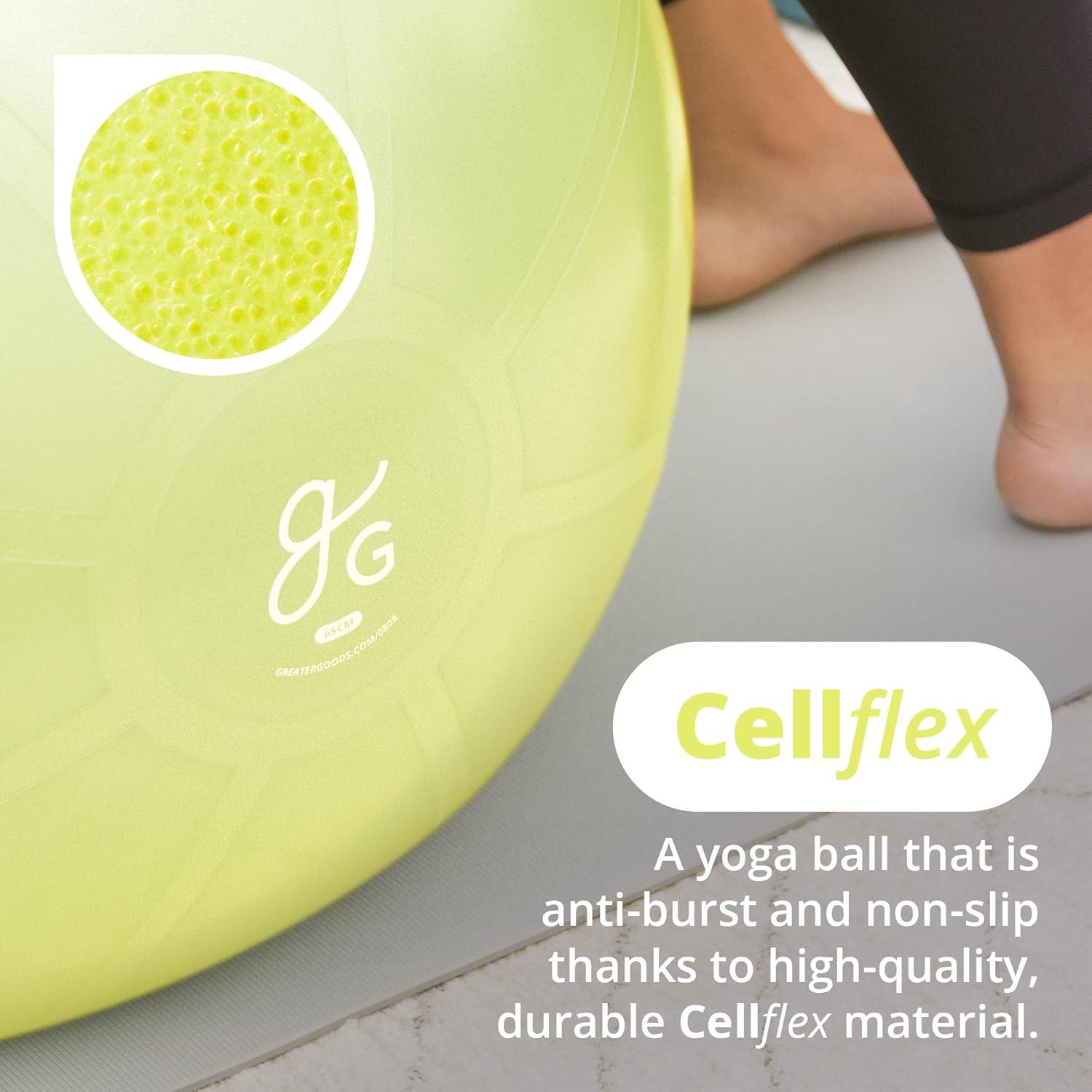 image:imageGreater Goods Yoga Ball AntiBurst Exercise Ball for Pilates Stability Pregnancy amp Workouts Includes Pump in Multiple Sizes and ColorsAvocado Green