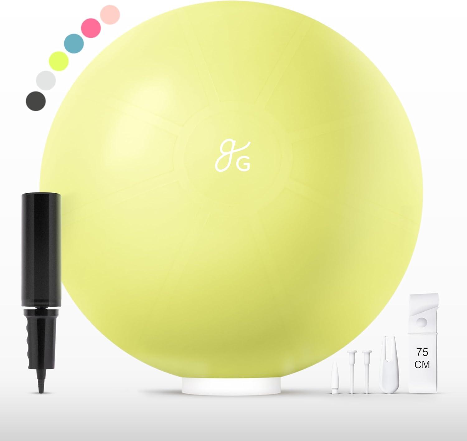 image:imageGreater Goods Yoga Ball AntiBurst Exercise Ball for Pilates Stability Pregnancy amp Workouts Includes Pump in Multiple Sizes and ColorsAvocado Green