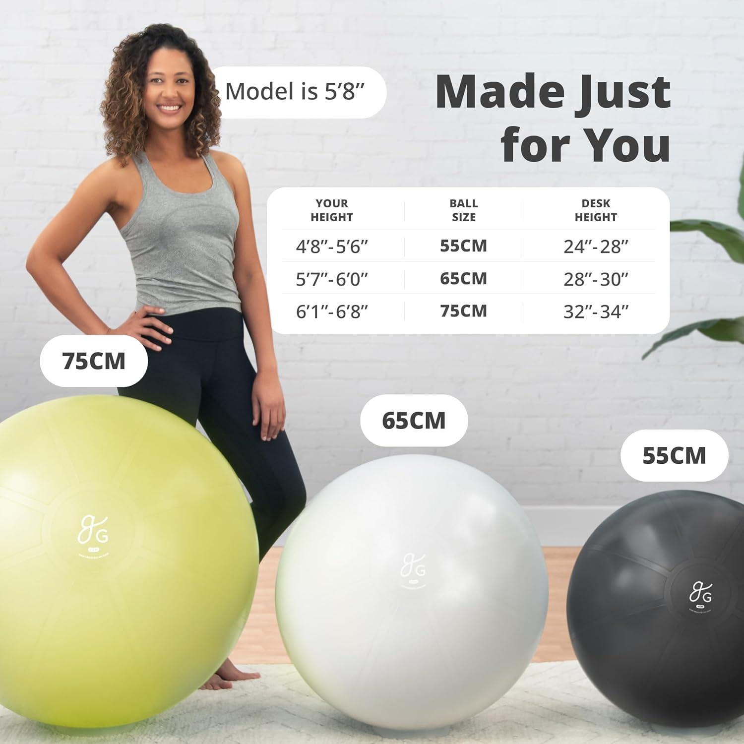 image:imageGreater Goods Yoga Ball AntiBurst Exercise Ball for Pilates Stability Pregnancy amp Workouts Includes Pump in Multiple Sizes and ColorsBlack