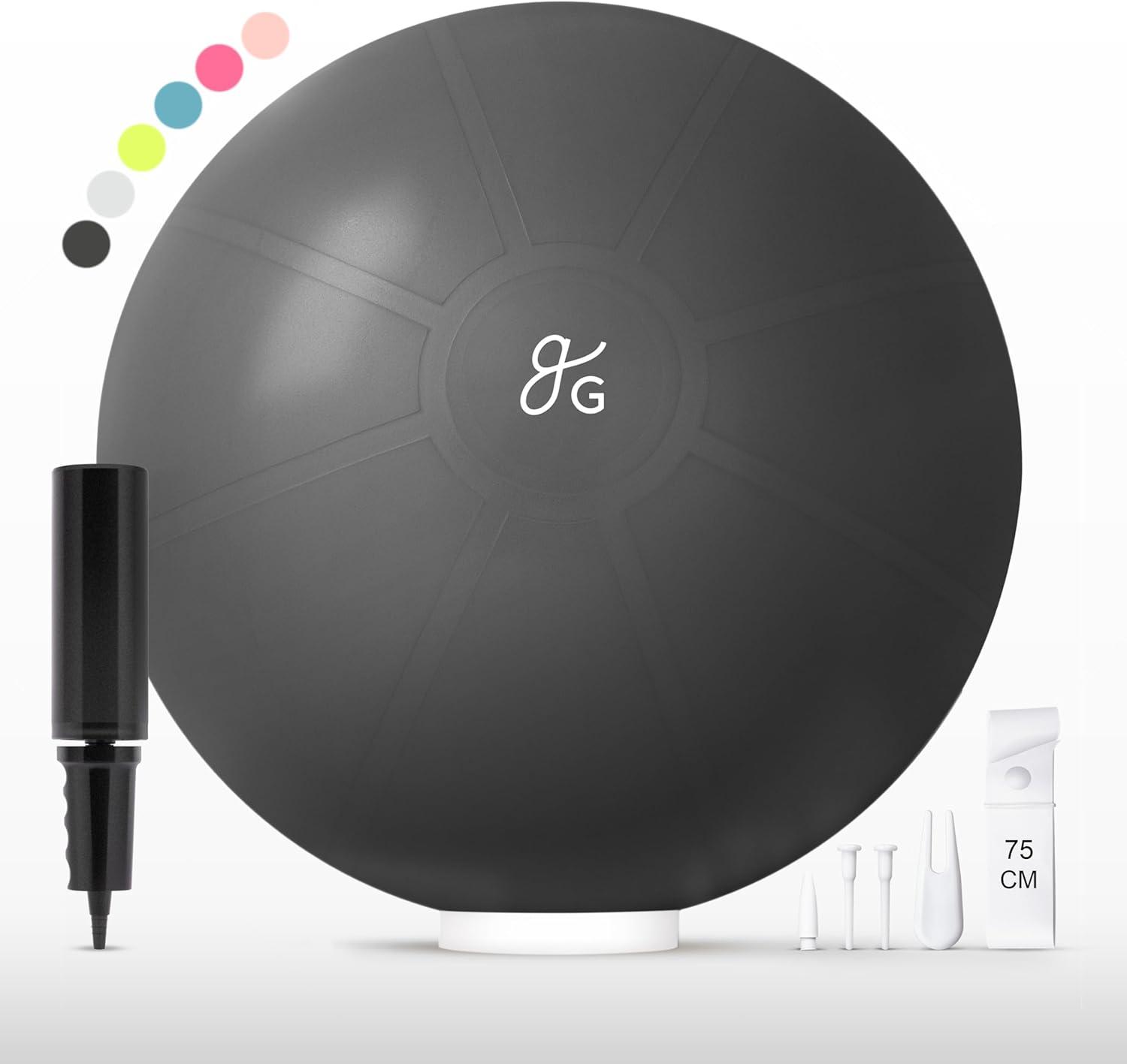 image:imageGreater Goods Yoga Ball AntiBurst Exercise Ball for Pilates Stability Pregnancy amp Workouts Includes Pump in Multiple Sizes and ColorsBlack