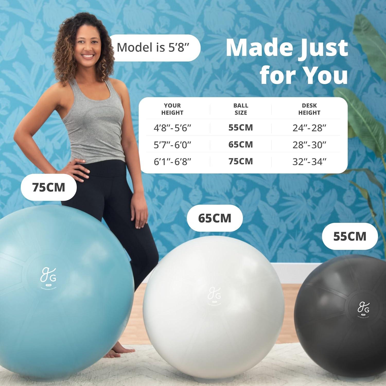image:imageGreater Goods Yoga Ball AntiBurst Exercise Ball for Pilates Stability Pregnancy amp Workouts Includes Pump in Multiple Sizes and ColorsGray