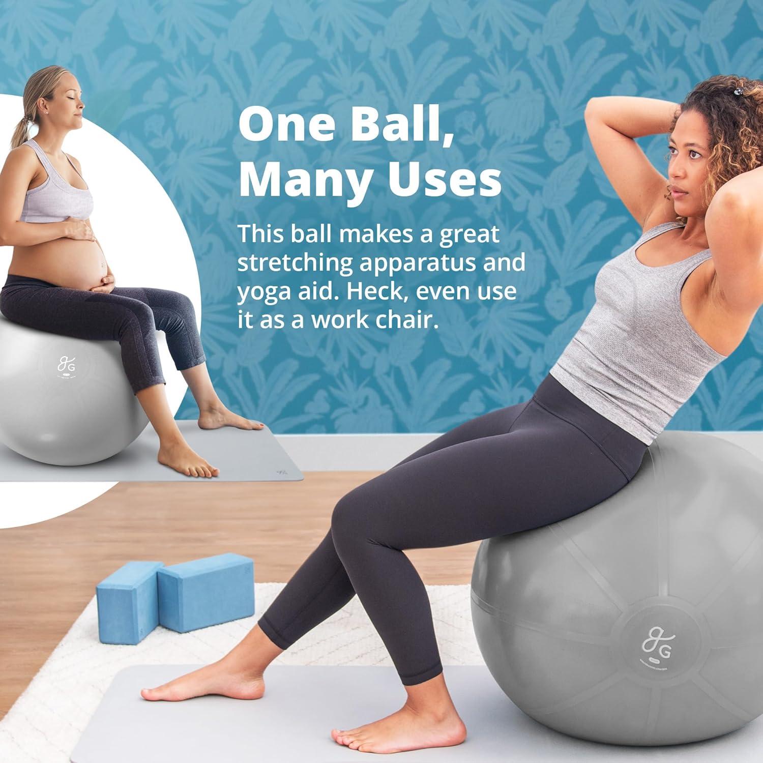 image:imageGreater Goods Yoga Ball AntiBurst Exercise Ball for Pilates Stability Pregnancy amp Workouts Includes Pump in Multiple Sizes and ColorsGray